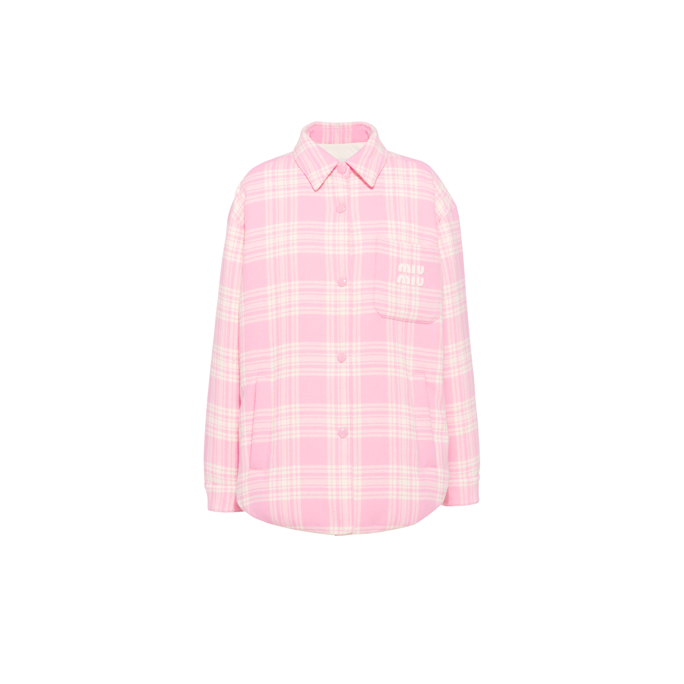 Plaid down jacket Pink Miu Miu