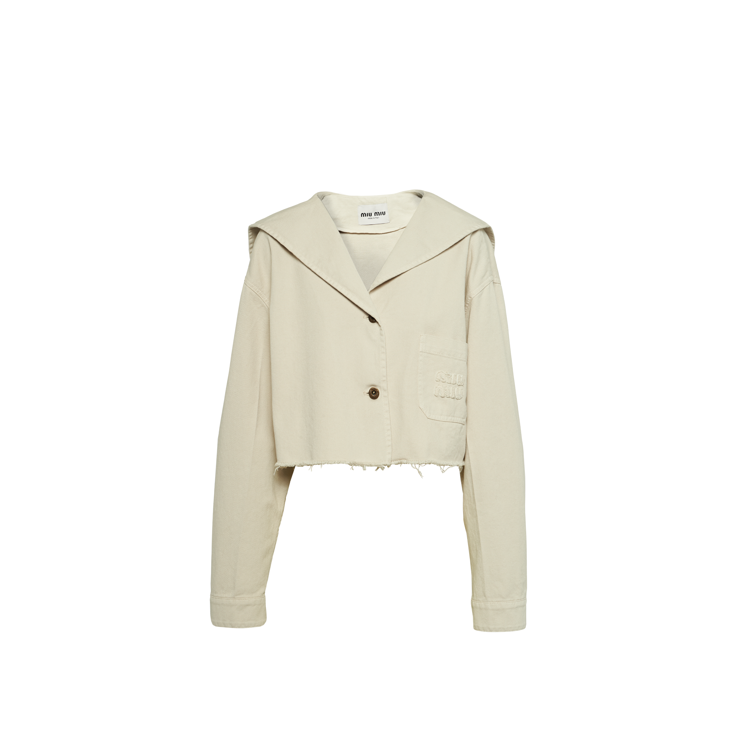 Miu Miu Drill Blouson Jacket In Chalk White