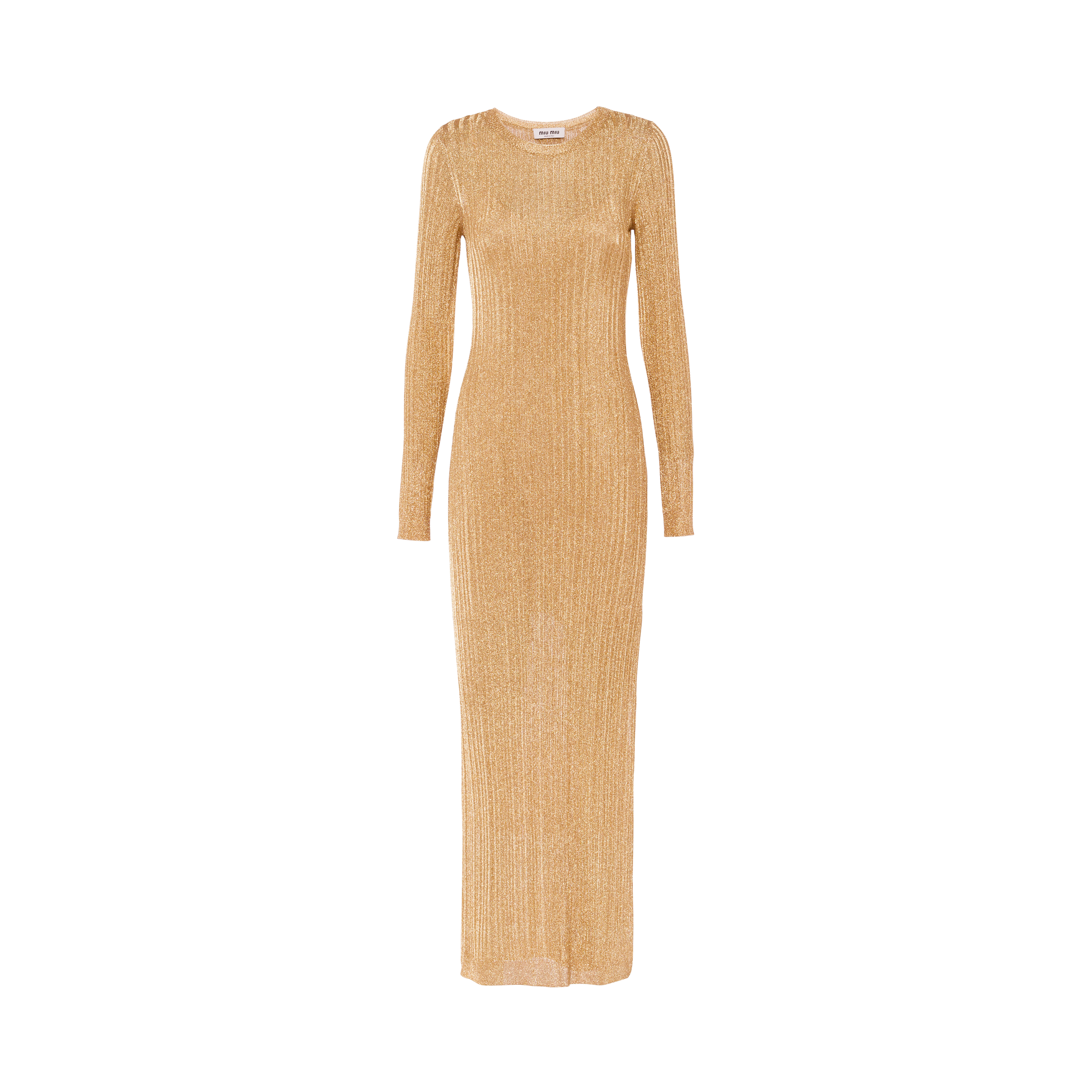 Miu Miu Long Lamé Dress In Gold