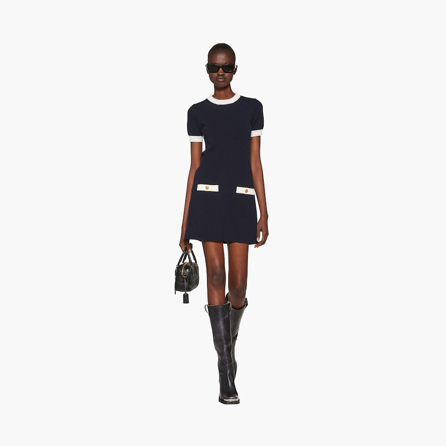 Miu Miu Women's Mohair and Virgin Wool Short Dress Blue