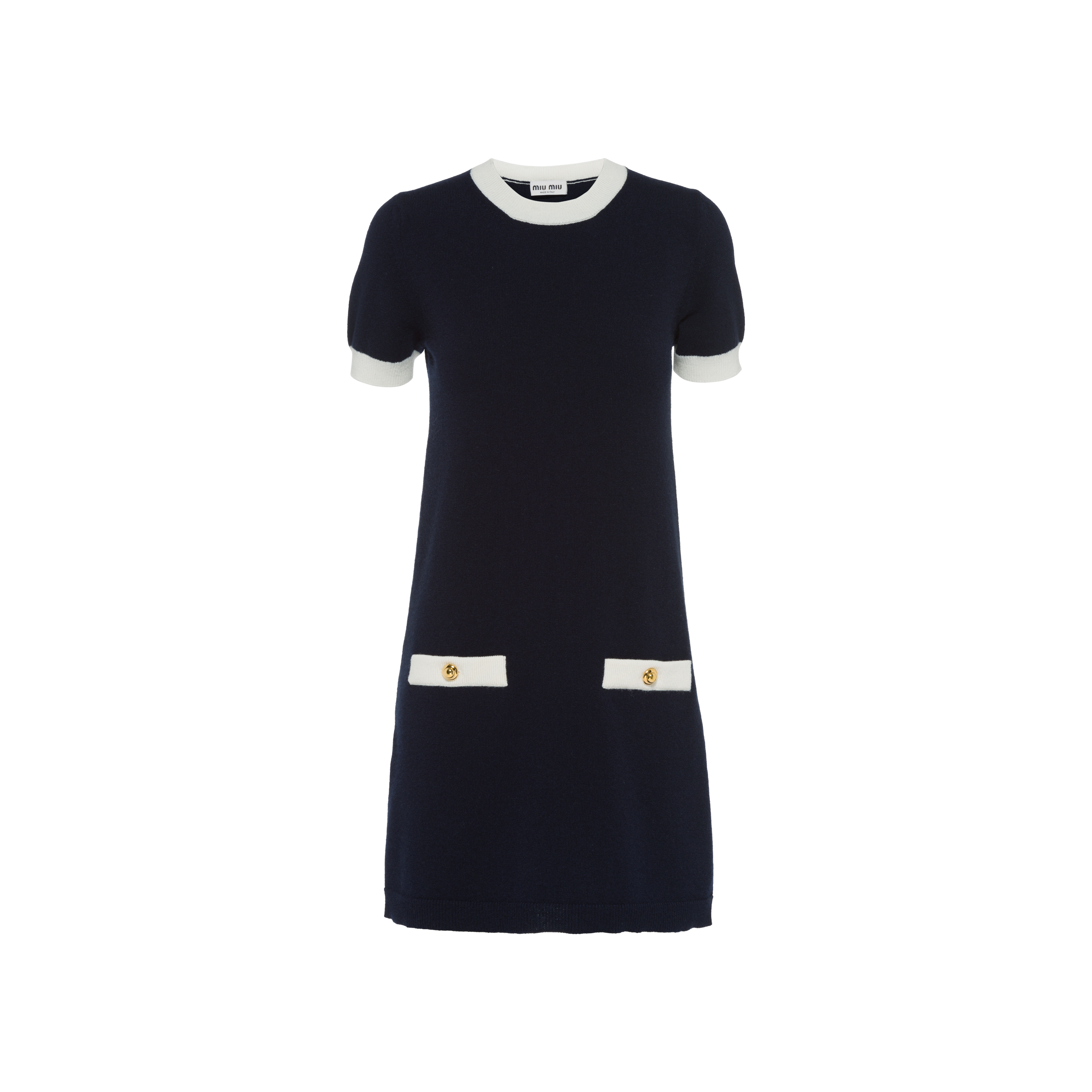Miu Miu Crew-neck Cashmere Dress In Navy