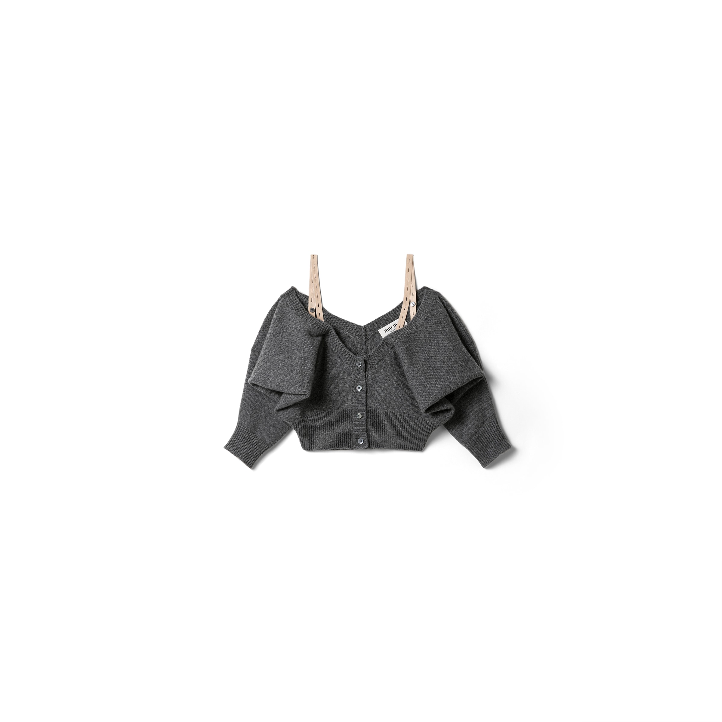 Miu Miu Cashmere Cardigan, Woman, Slate Gray, Size 40