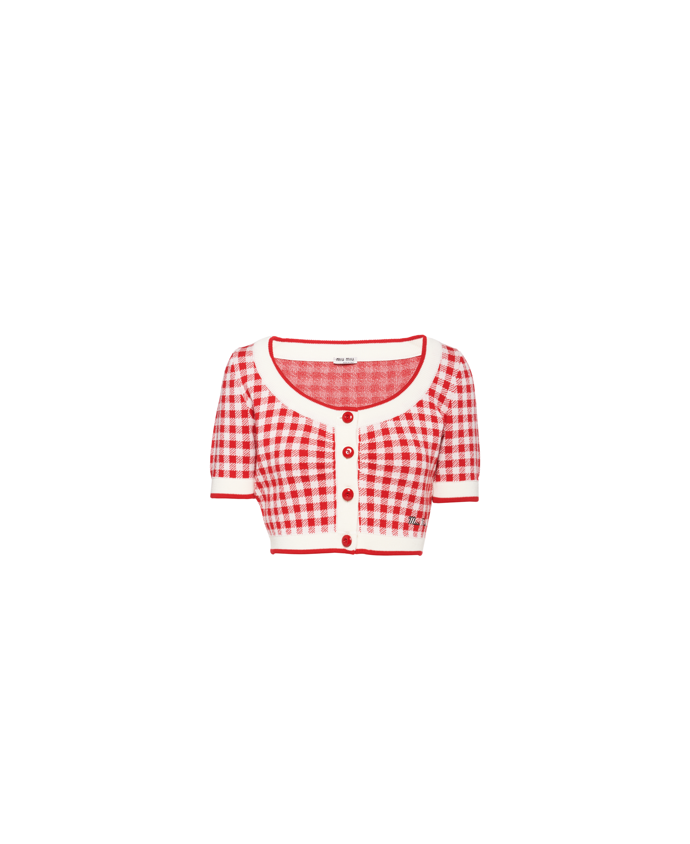 Short-sleeved wool cardigan Red | Miu Miu