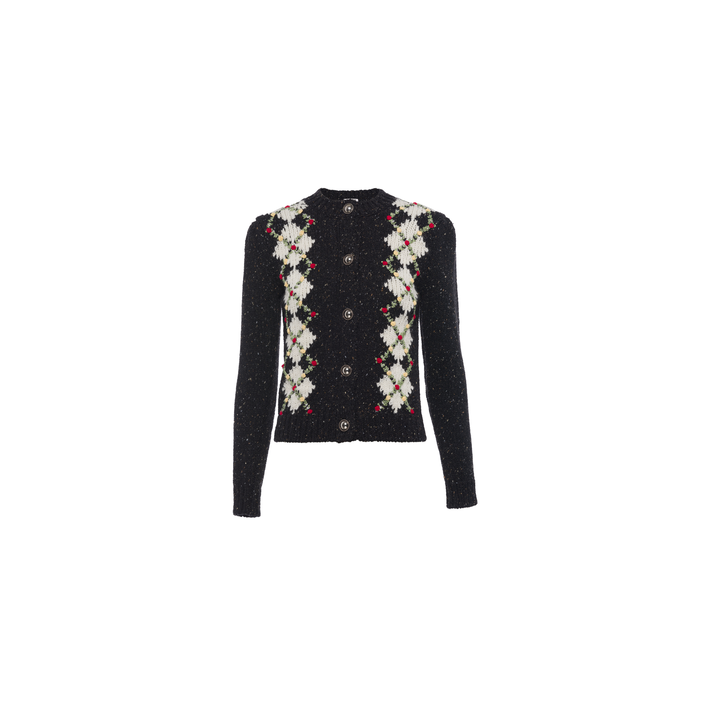 Miu Miu Women's Shetland Wool Cardigan In Black | ModeSens