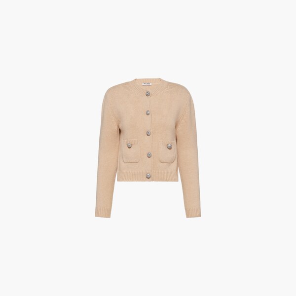 Cashmere cardigan Albino white | Miu Miu