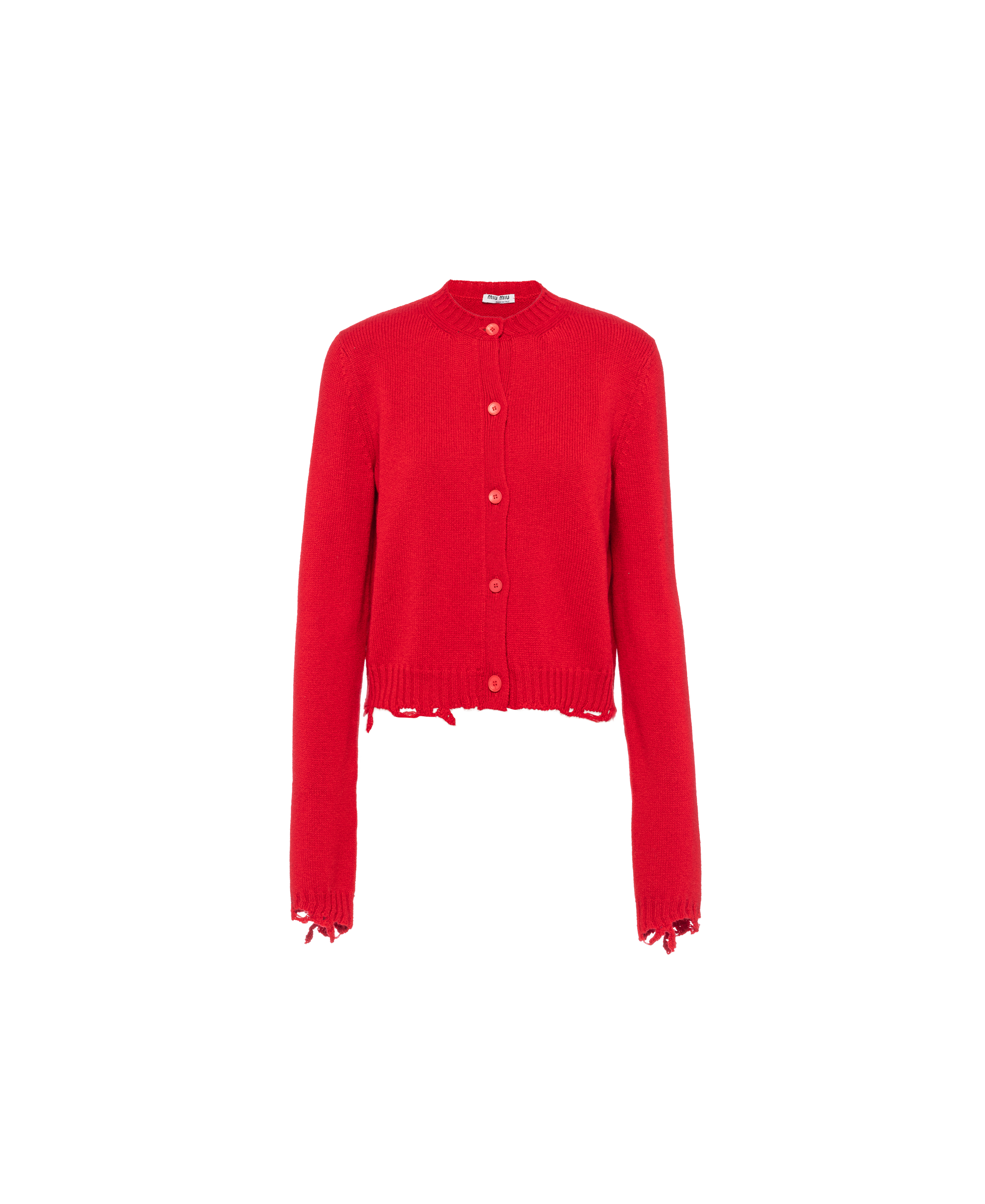 Cashmere cardigan with raw hem Red 