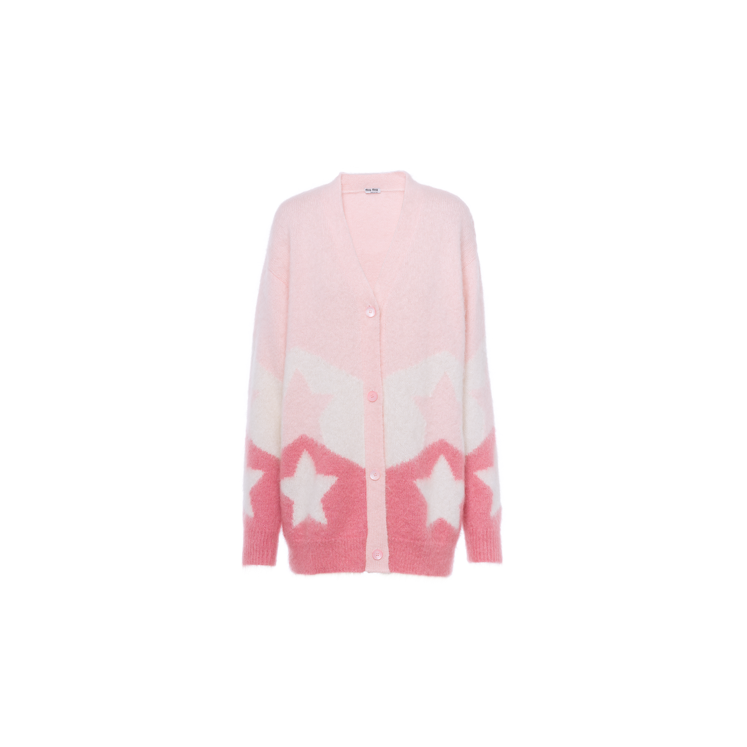 品質が MiuMiu カシミアXモヘア インターシャ カーディガン ピンク カーディガン カシミアxモヘア インターシャ カーディガン