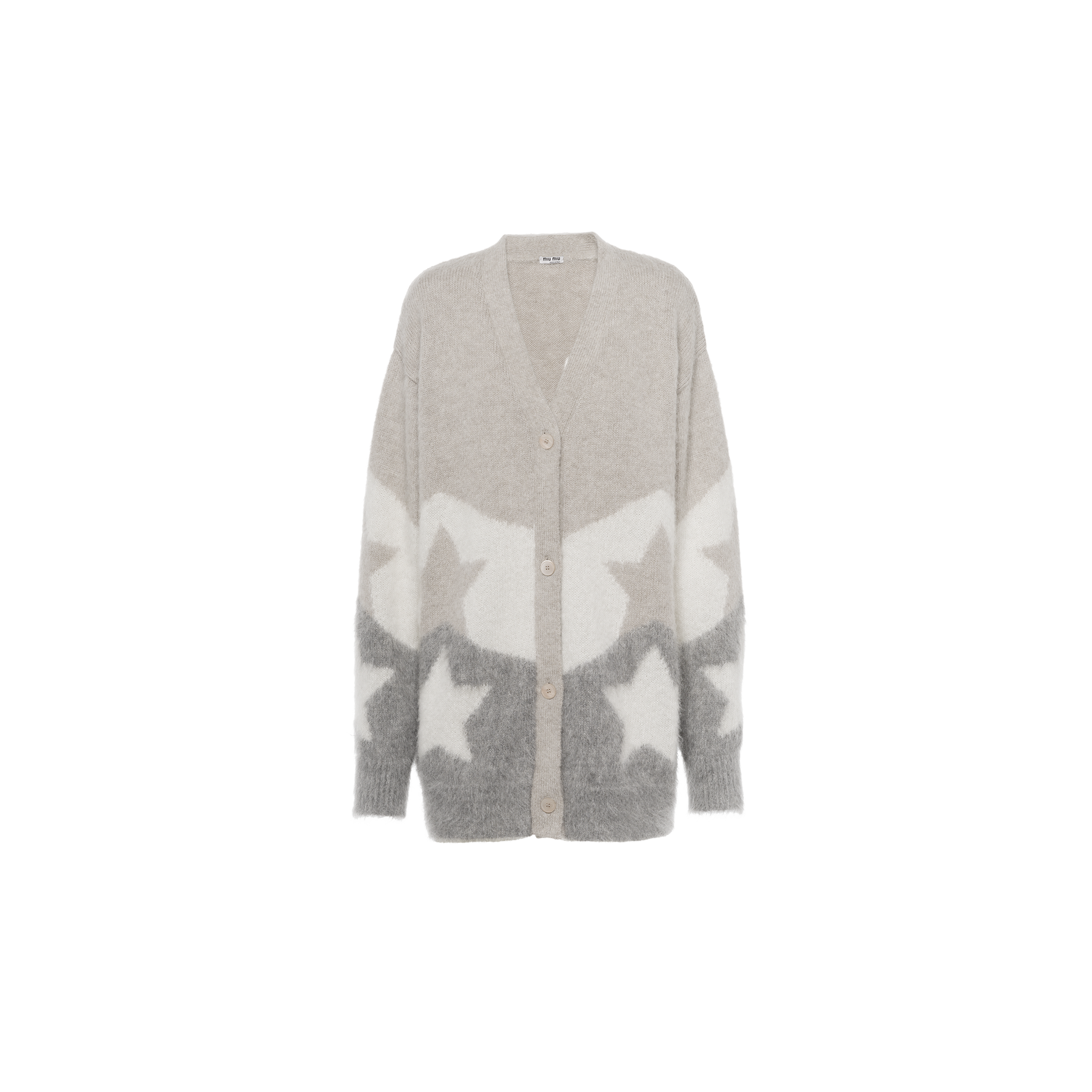 Cashmere mohair intarsia cardigan Grey 