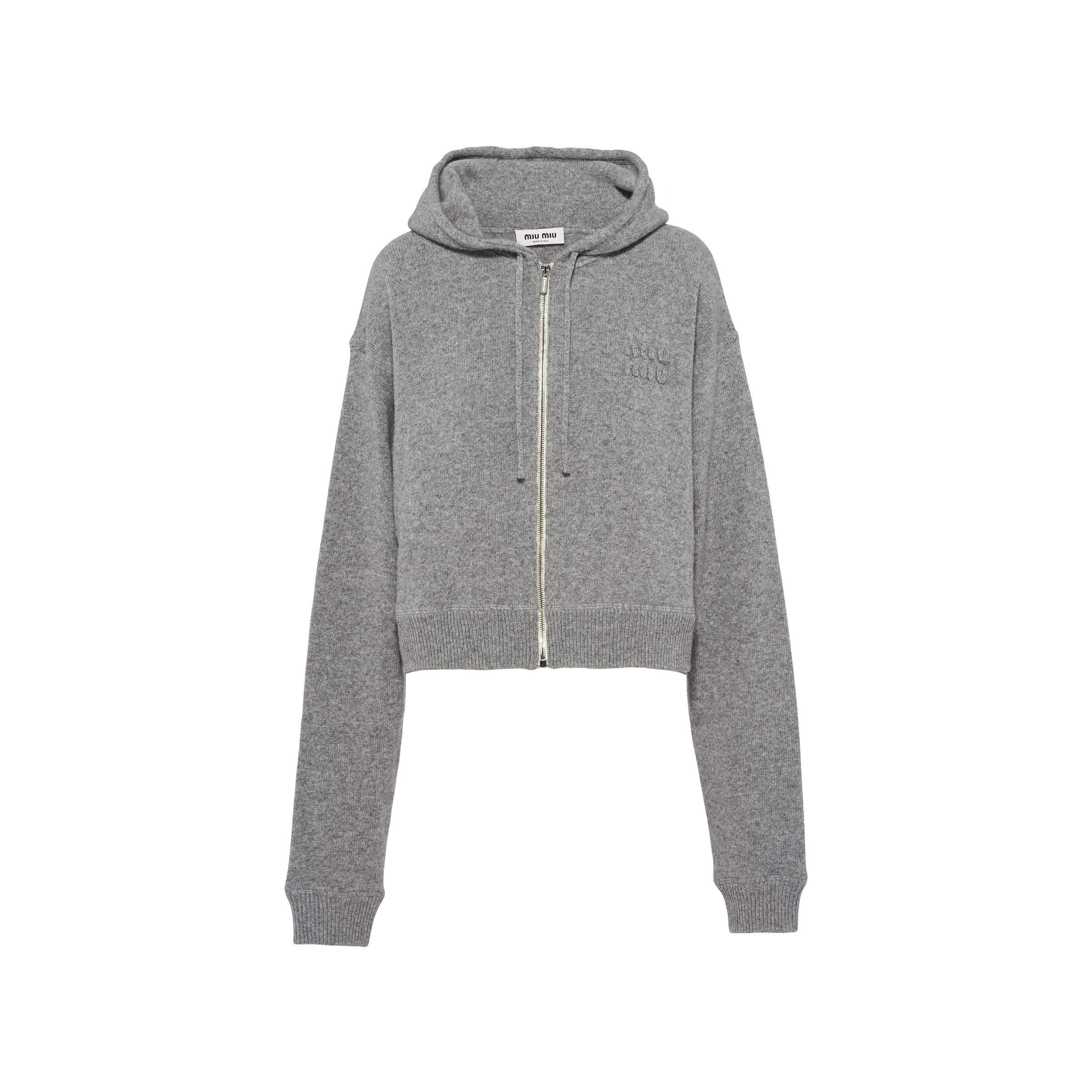 Miu Miu Wool And Cashmere Hoodie In Grey