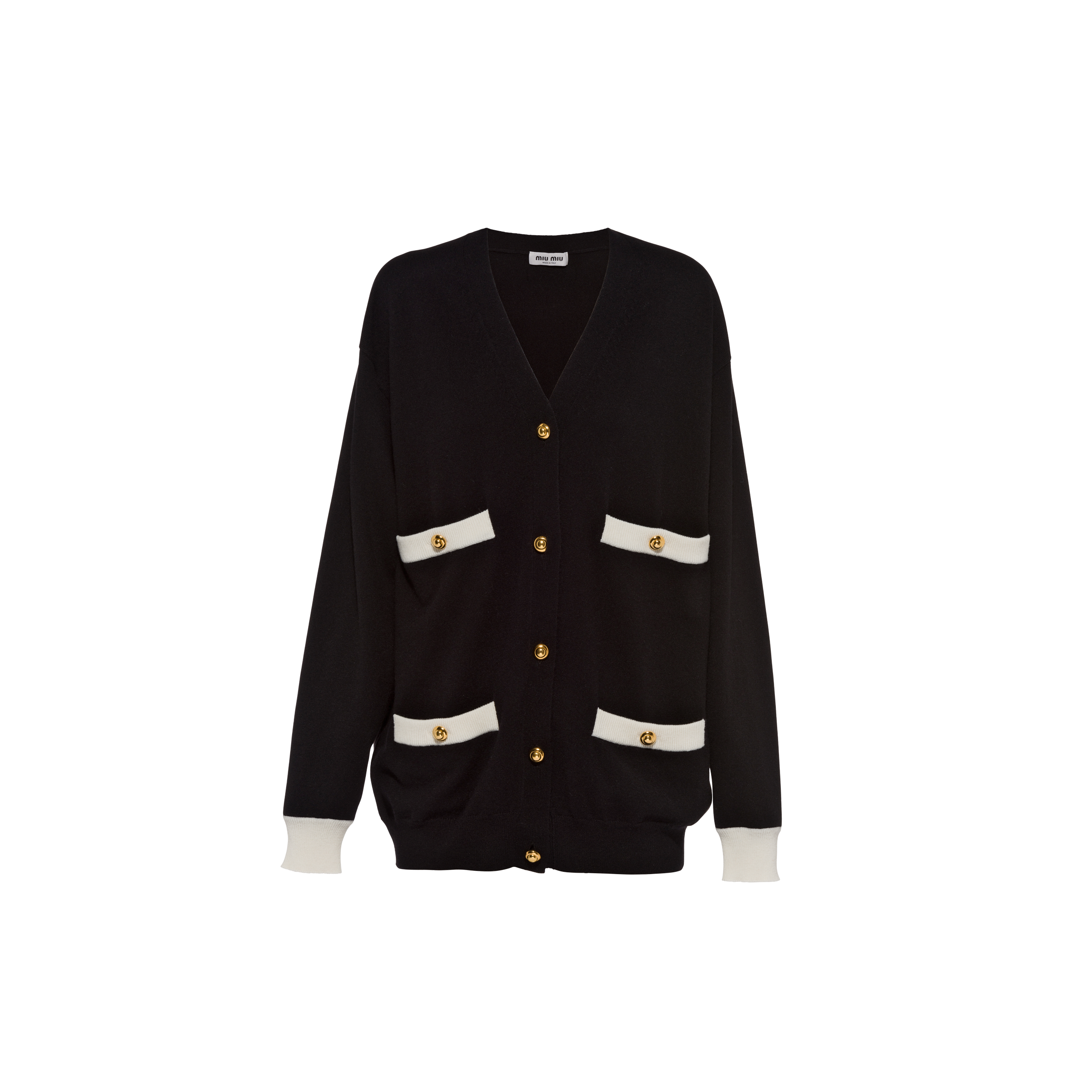 Shop Miu Miu Cashmere Cardigan In Black