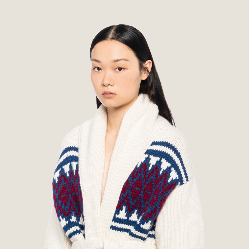 Miumiu 2025 Cardigan Red mix White Wool