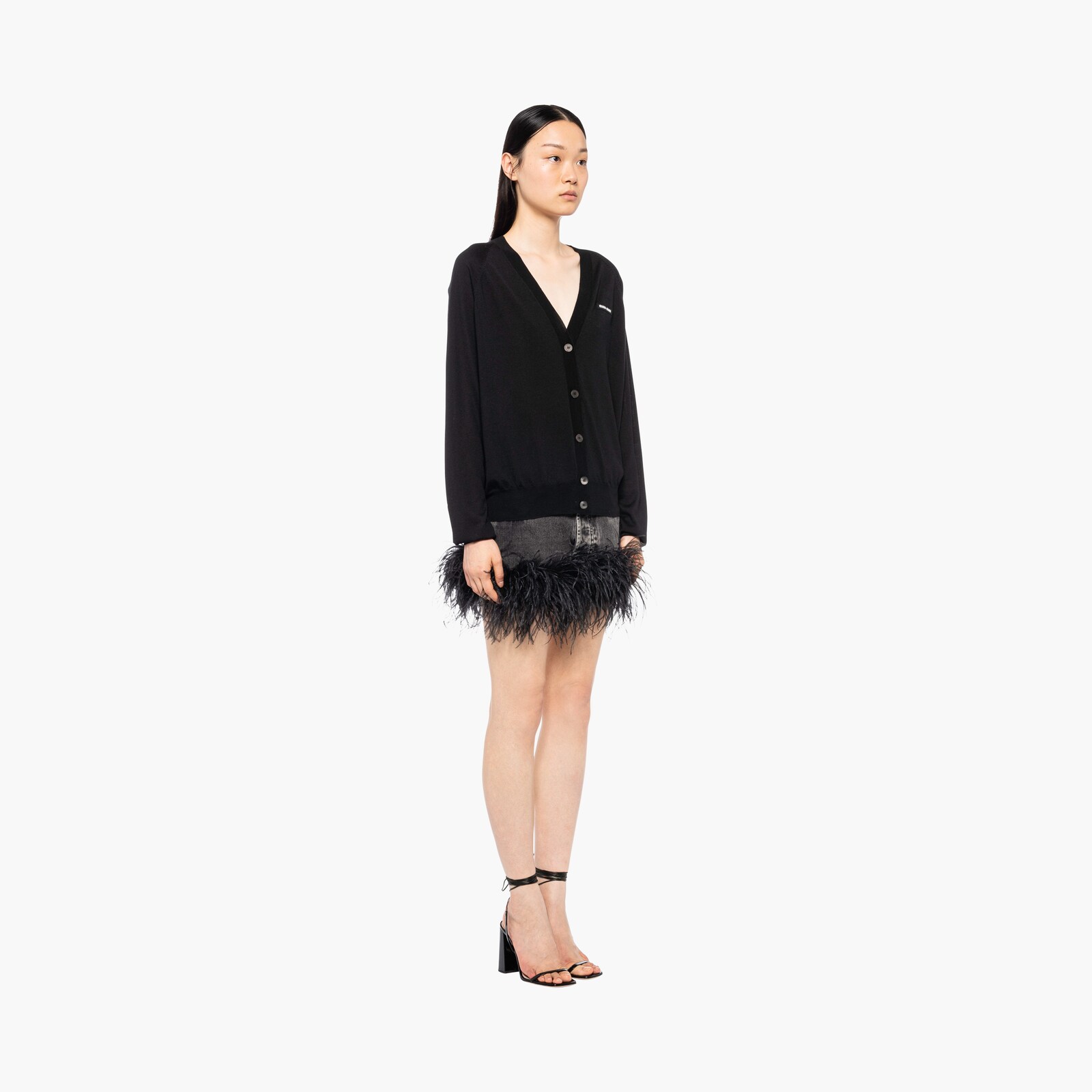 Miumiu 2026 Off-Shoulder Camisole Cardigan Caramel Cashmere 356940