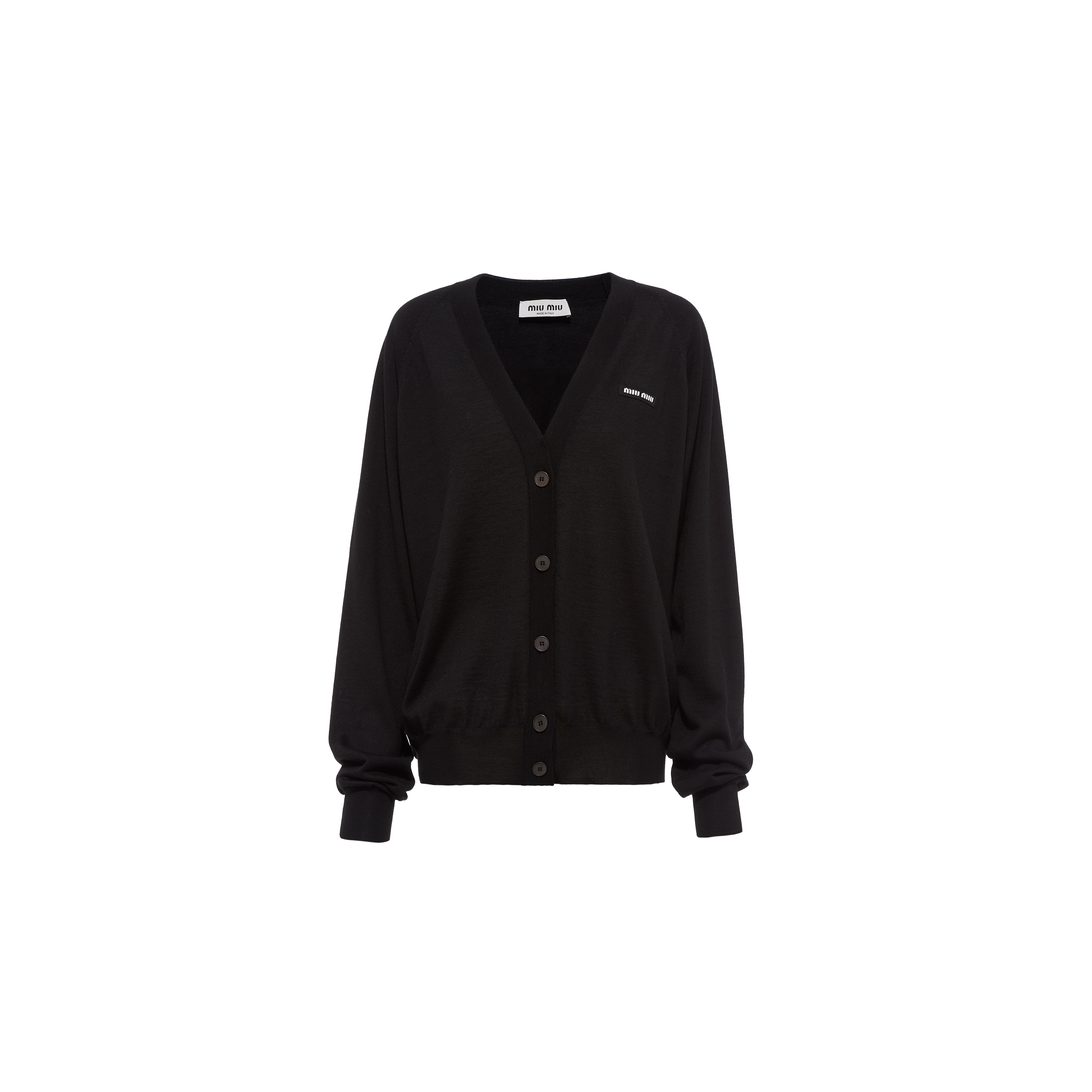 Shop Miu Miu Cashmere And Silk Cardigan In Black