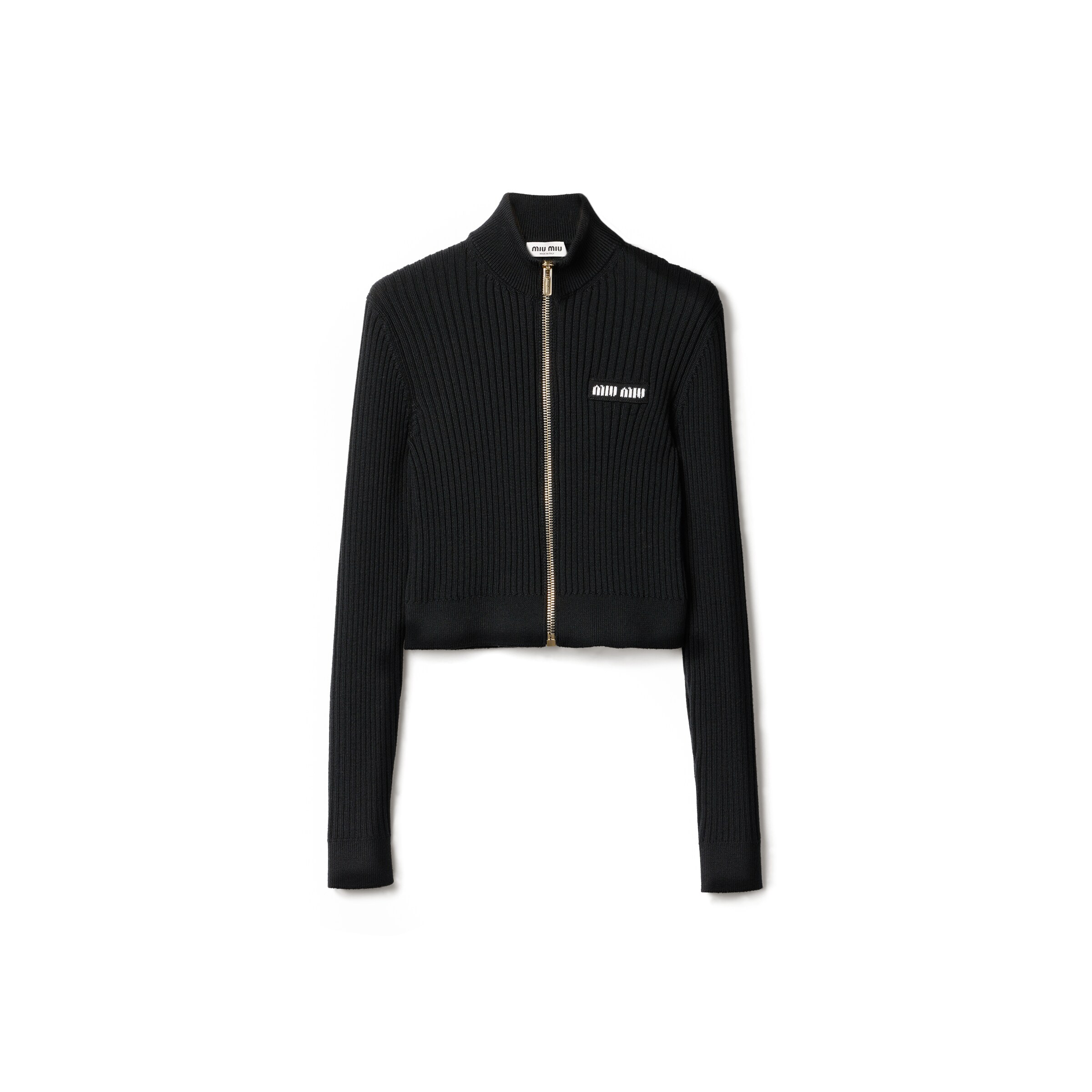 Miu Miu Cardigan En Tricot De Laine, Femme, Noir, Taille 42