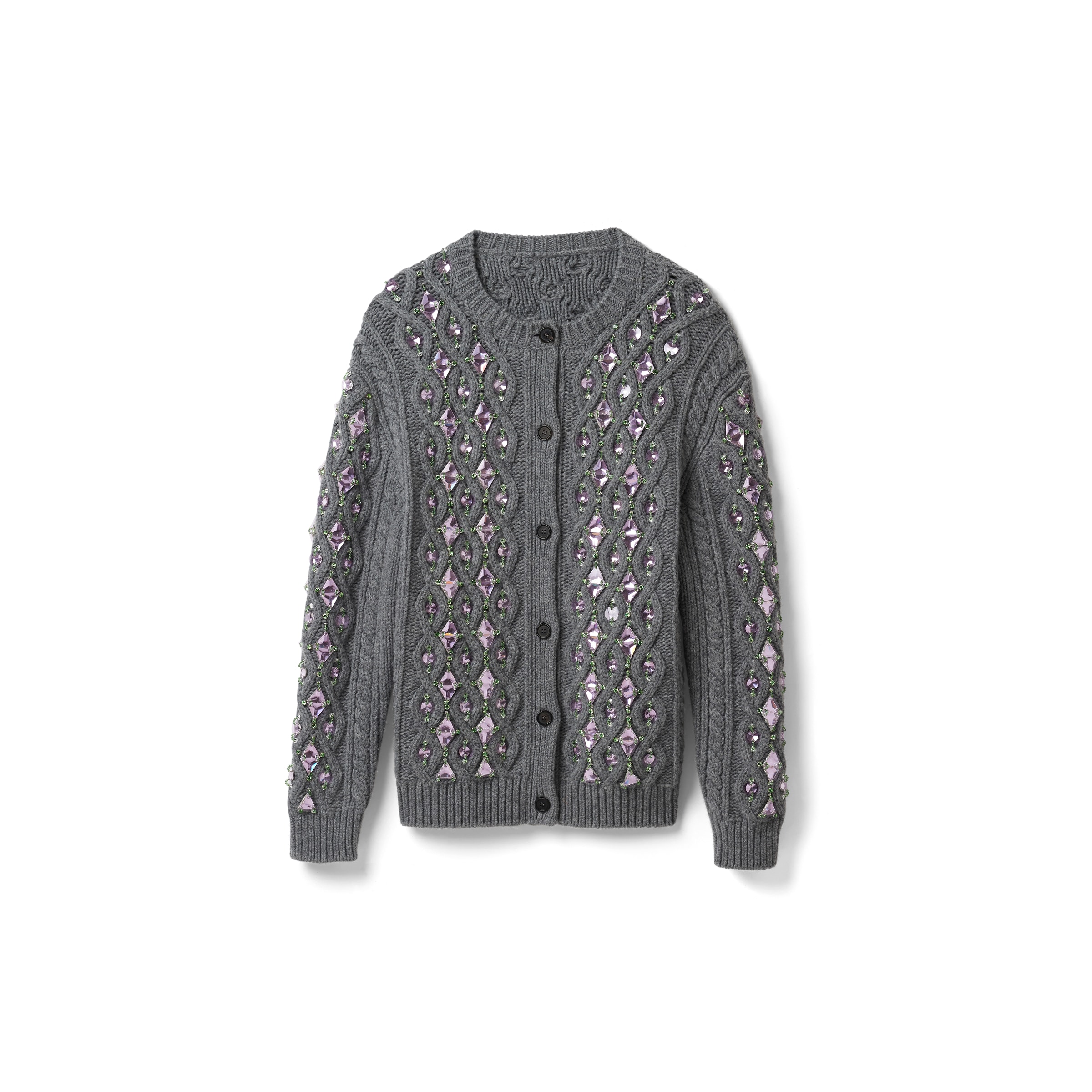 Miu Miu Cardigan En Tricot De Laine, Femme, Gris, Taille 42