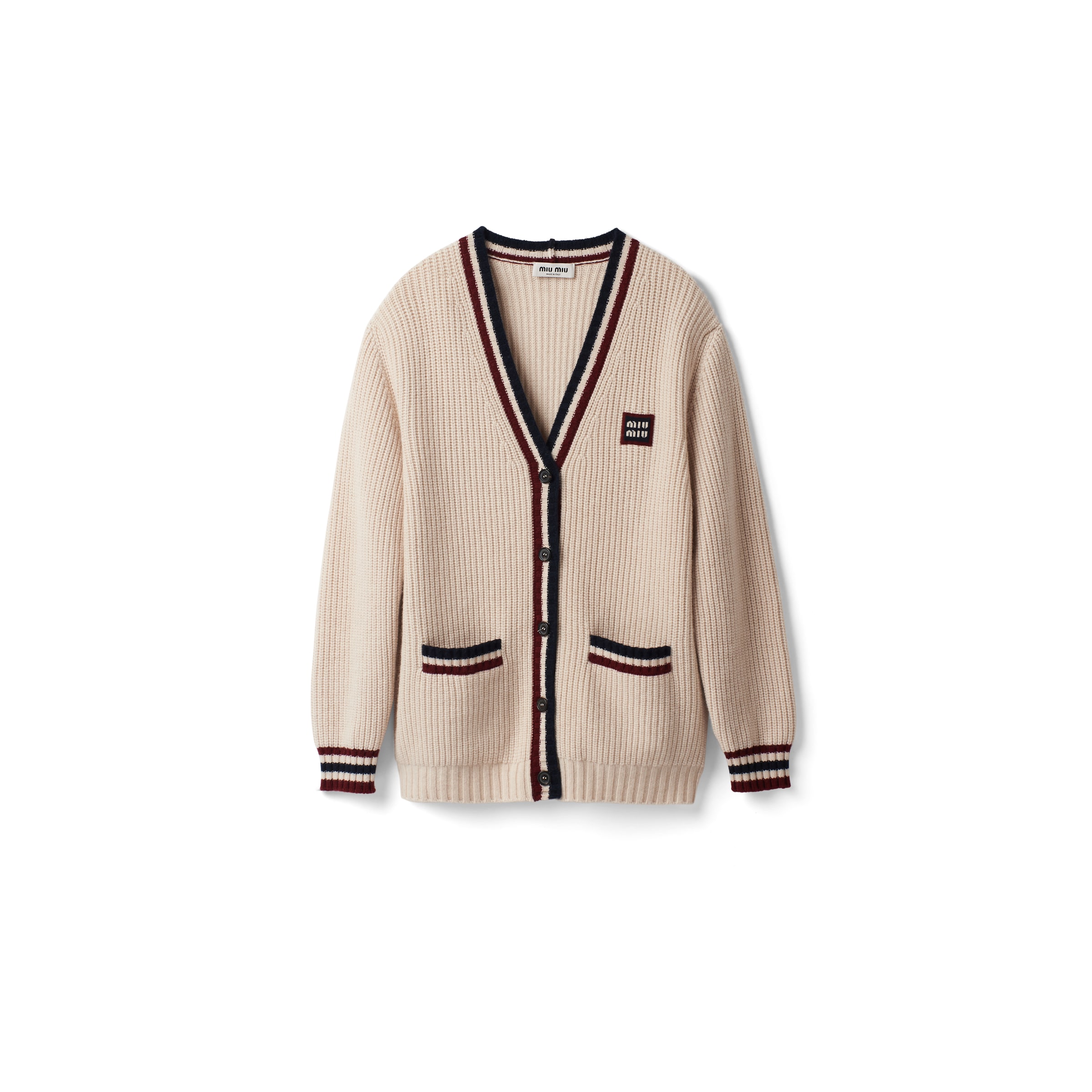Miu Miu Cashmere Knit Cardigan In Brown