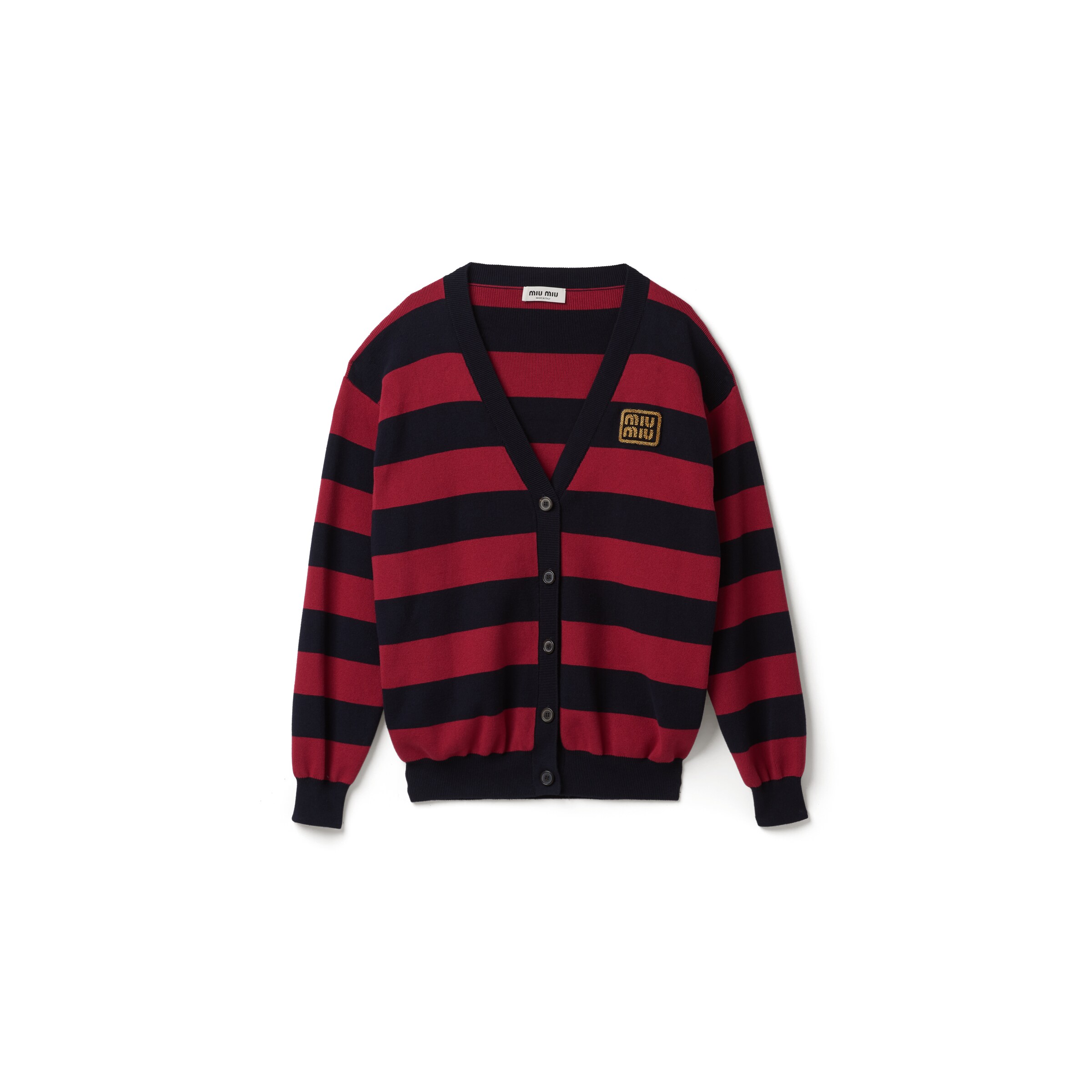 Miu Miu Cardigan In Maglia Di Cotone, Donna, Blu/amaranto, Taglia 40