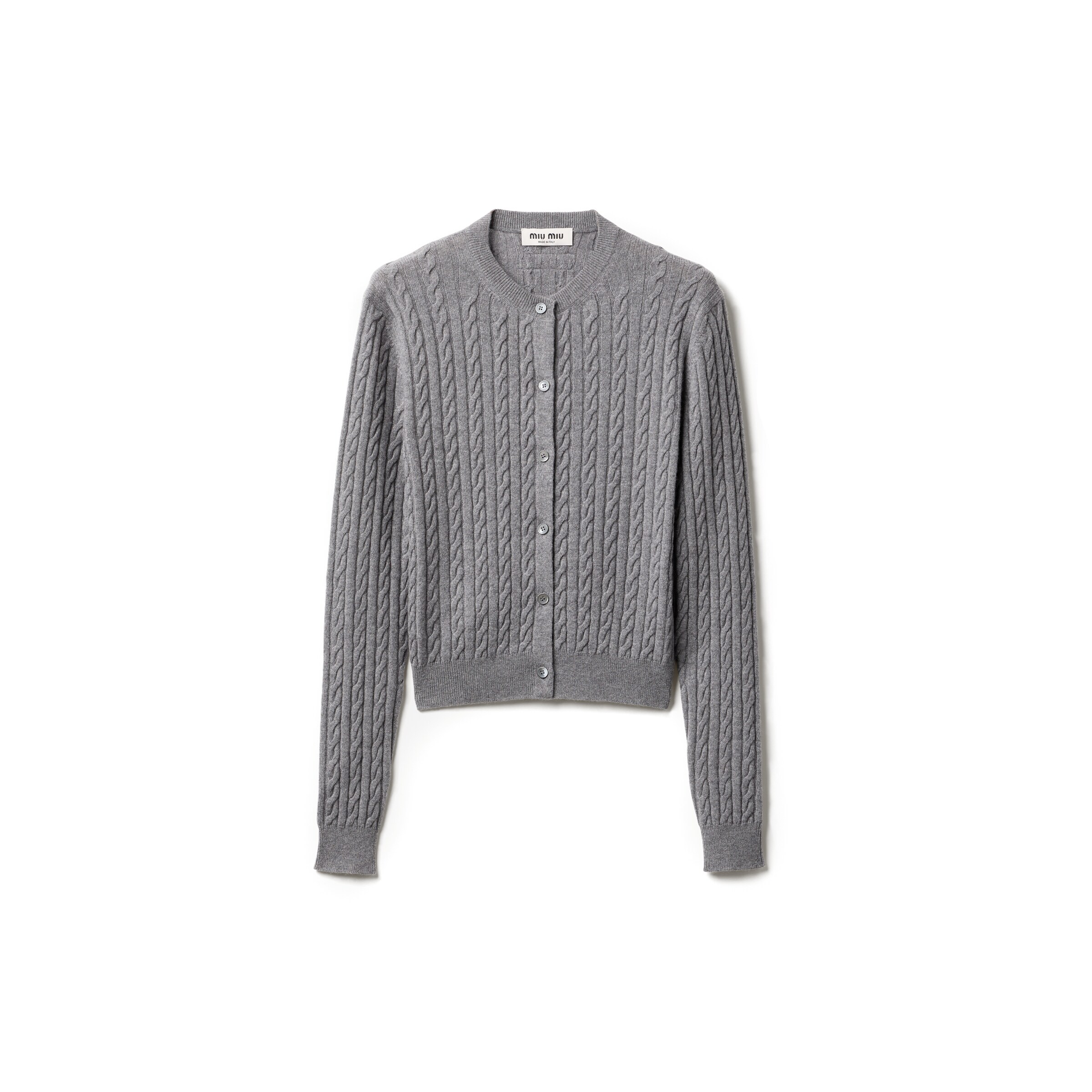 Miu Miu Cardigan En Cachemire, Femme, Gris Acier, Taille 36