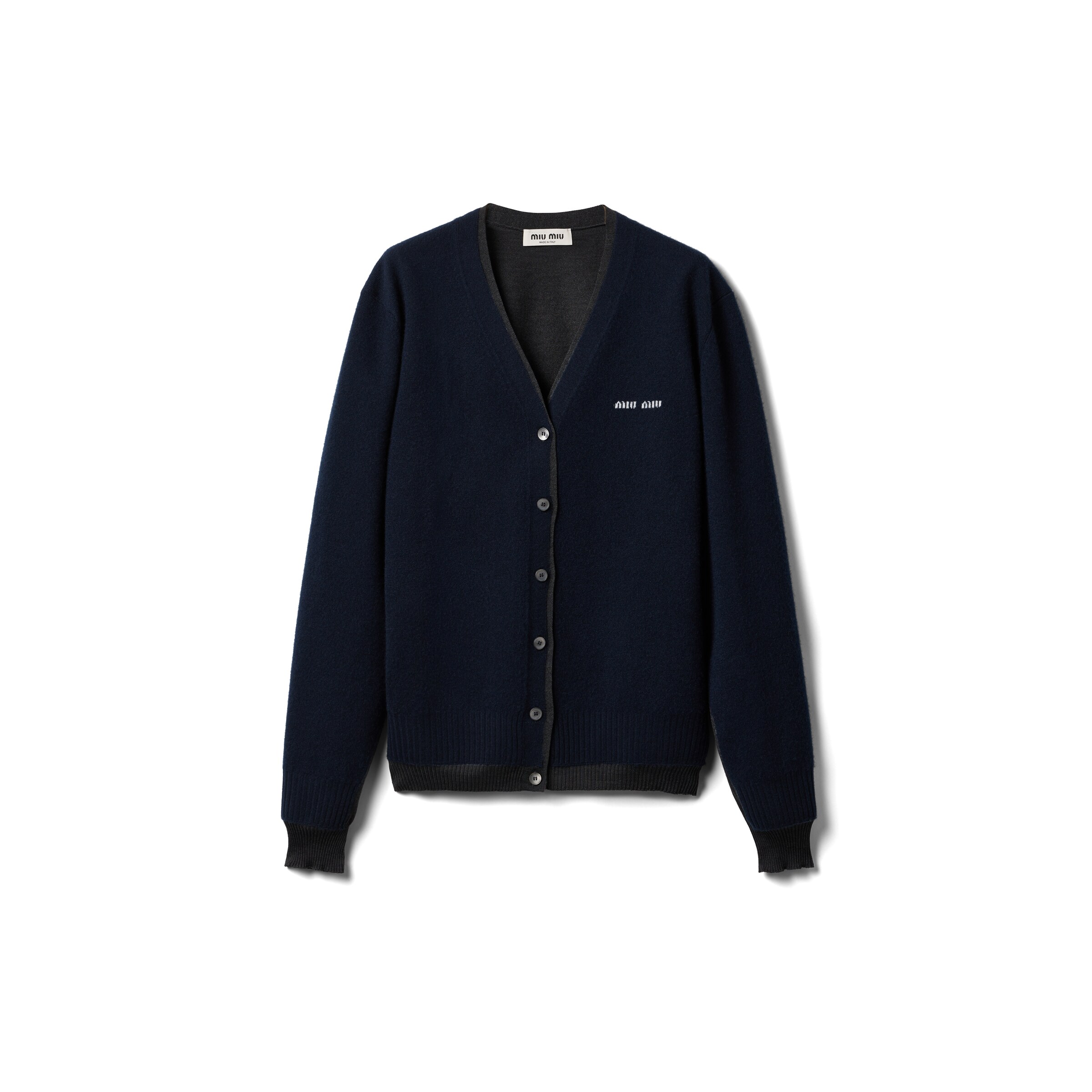 Miu Miu Cardigan En Soie Et Cachemire, Femme, Bleu/gris Foncé, Taille 44