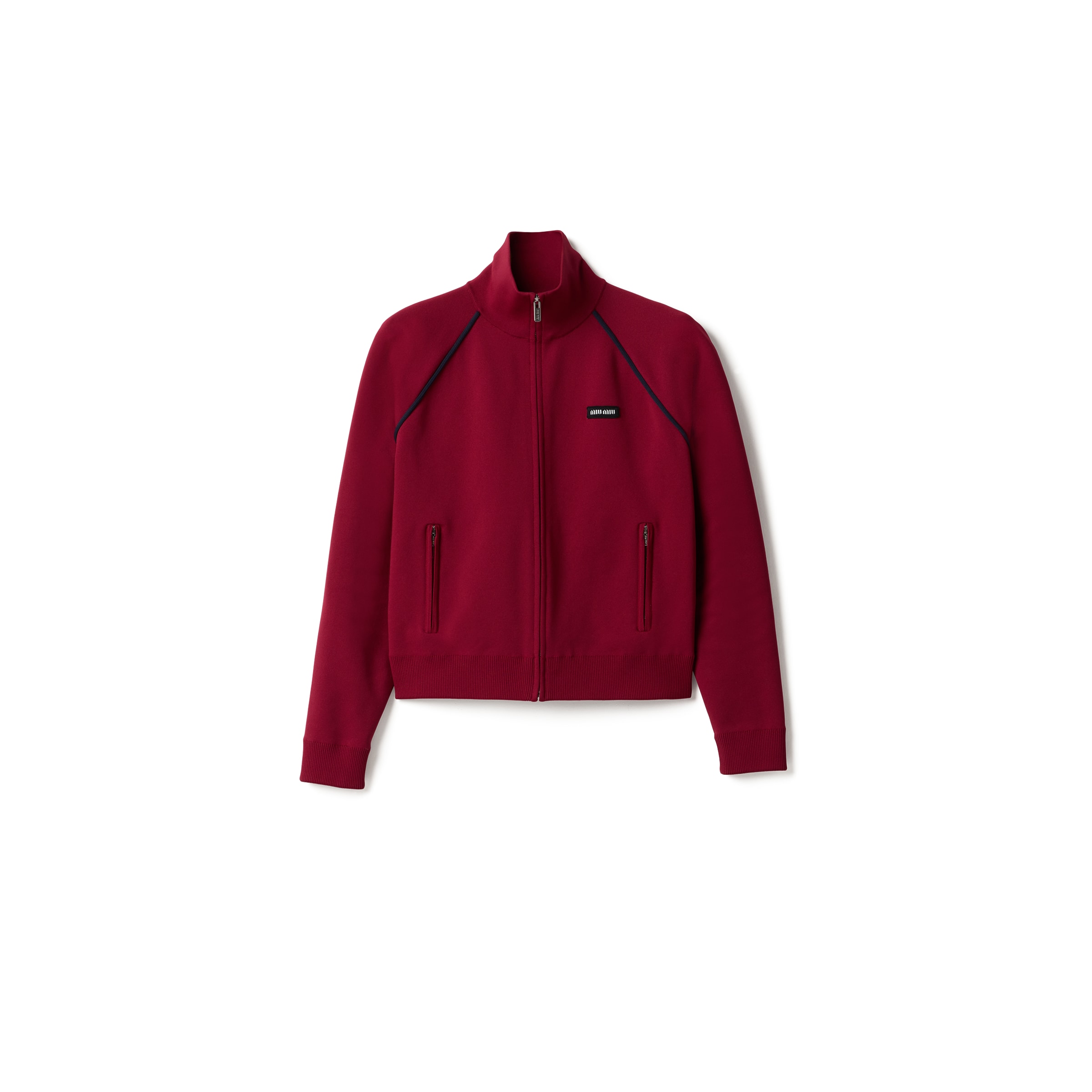 Miu Miu Cardigan Zippé En Fil Technique, Femme, Amarante/bleu, Taille 36