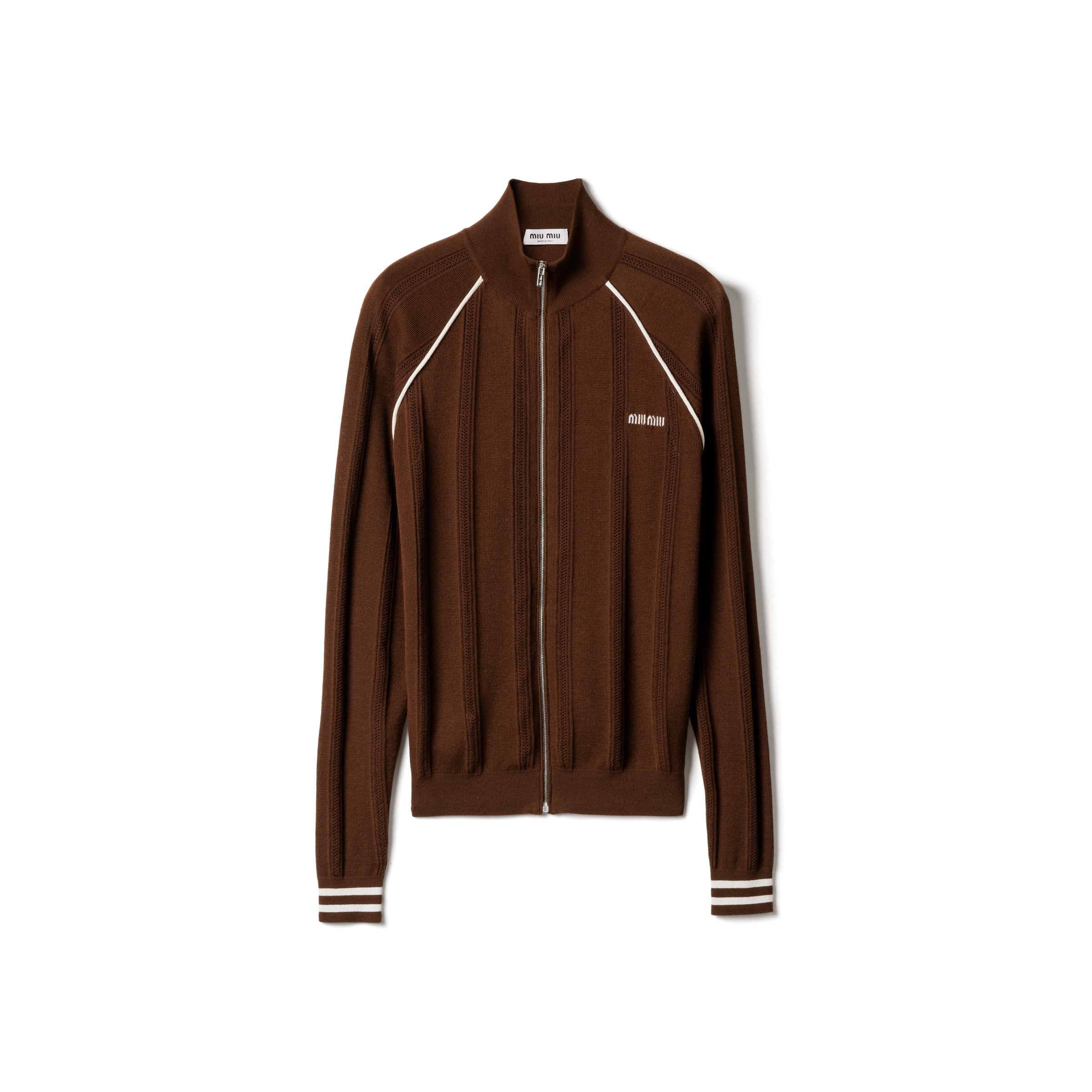 Cotton Cardigan, Woman, Cocoa Brown/natural, Size 38