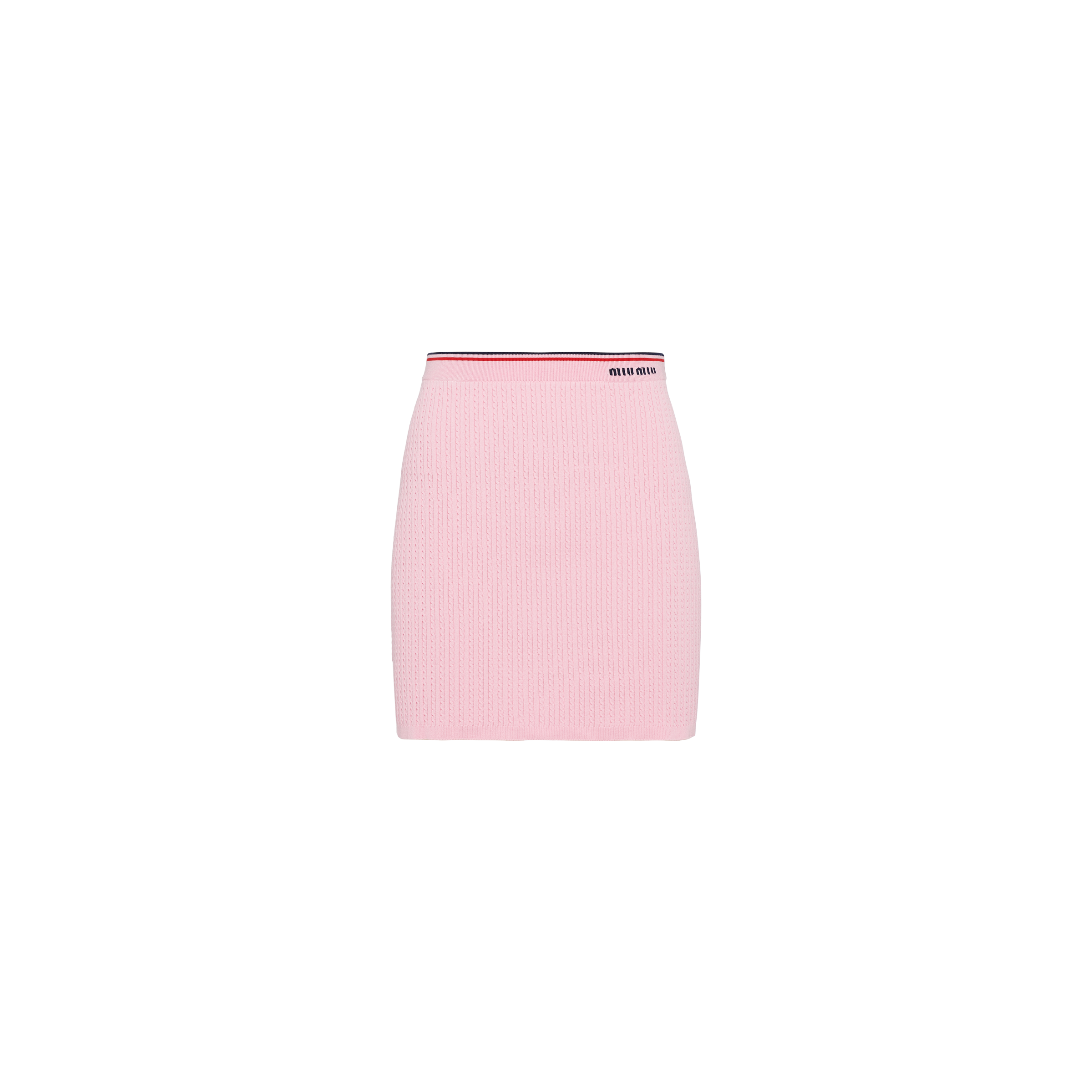 Miu Miu Viscose Miniskirt With Logo In Pink | ModeSens