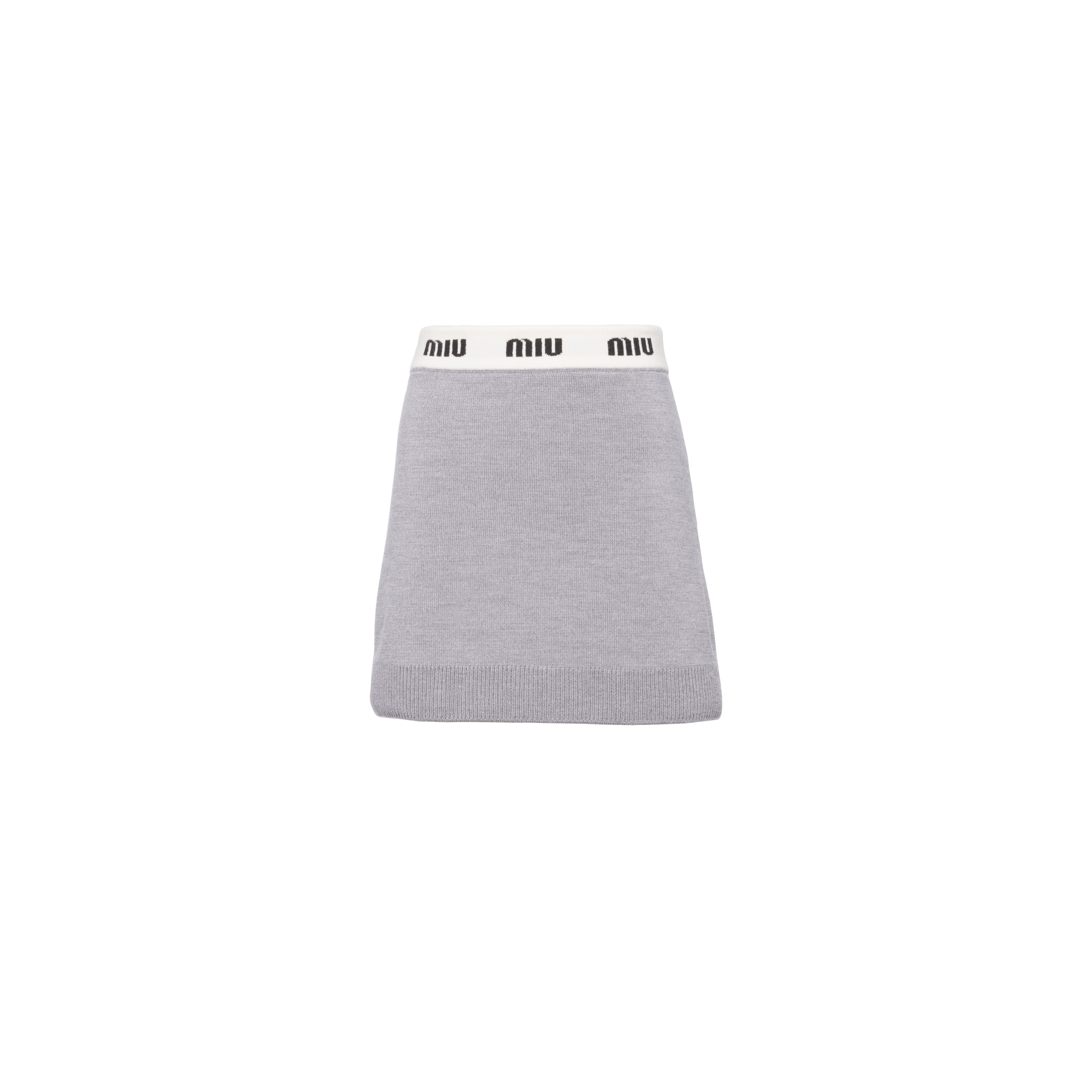 MIU 25S PLEASED SKIRT GREY IN NYLON 263129