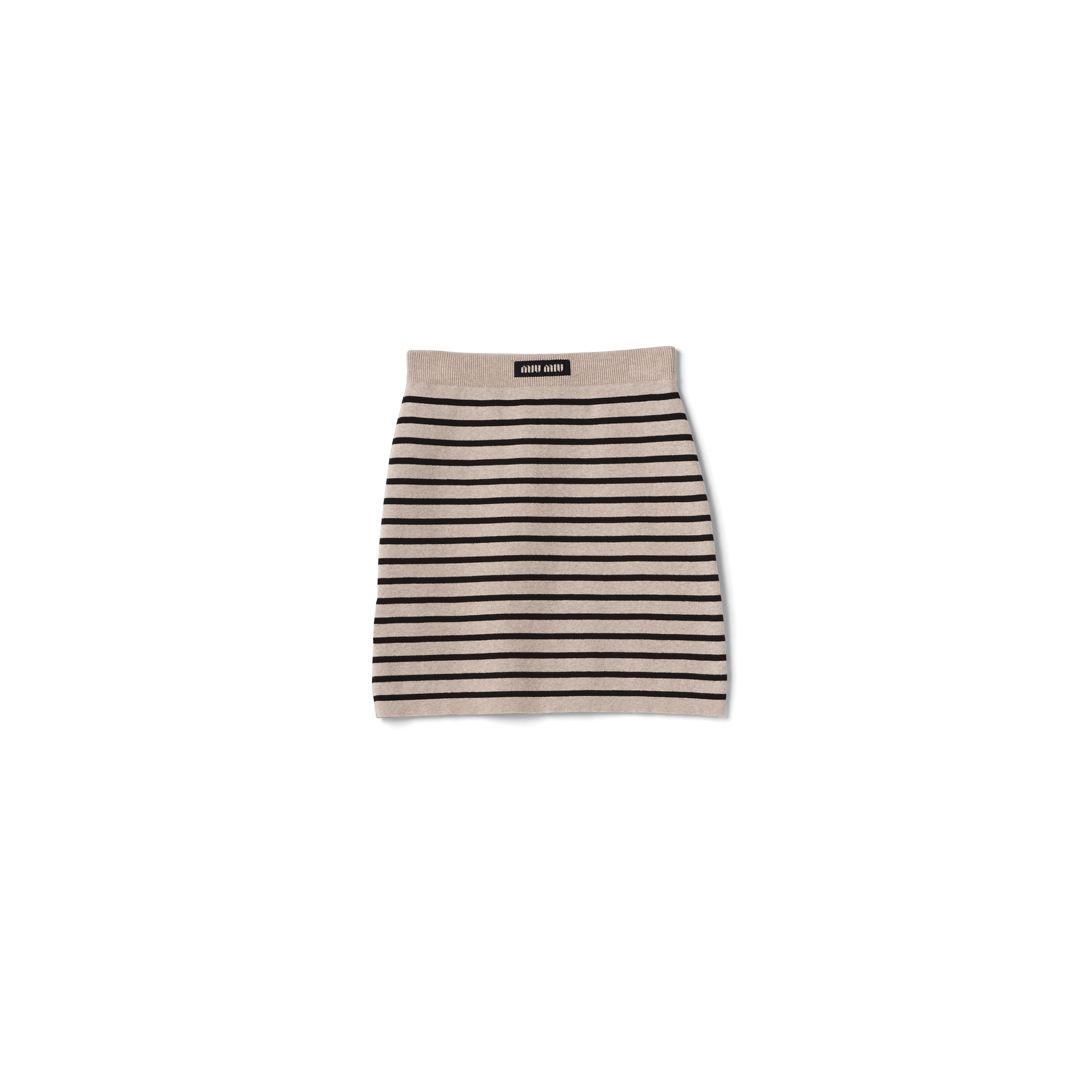 Miu Miu Jupe Courte En Coton, Femme, Calcaire/noir, Taille 42
