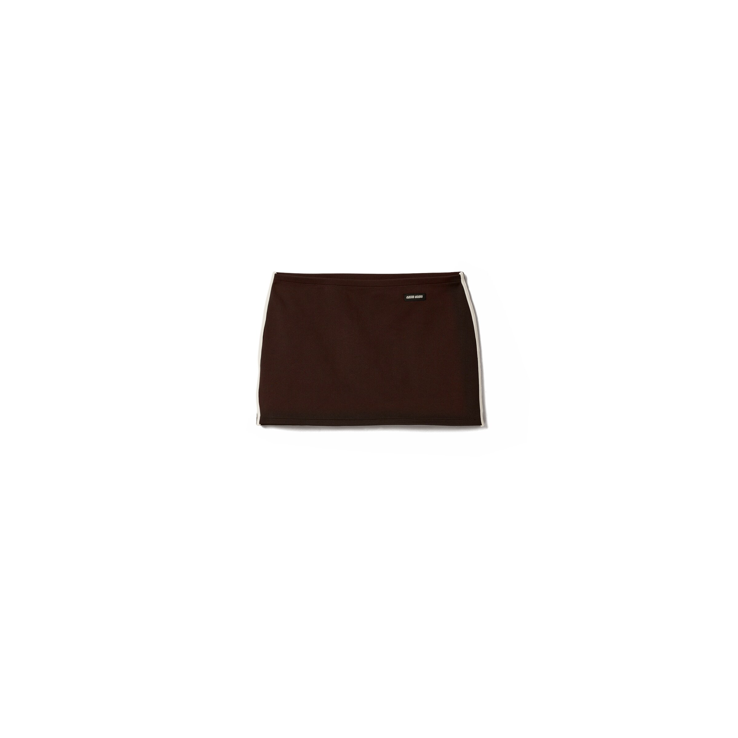 Miu Miu Jupe Courte En Fil Technique, Femme, Marron Foncé/blanc, Taille 40