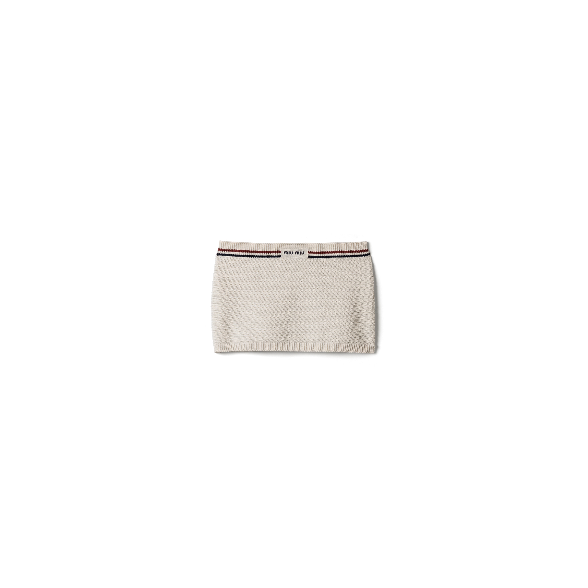 Miu Miu Cotton Knit Miniskirt In Brown