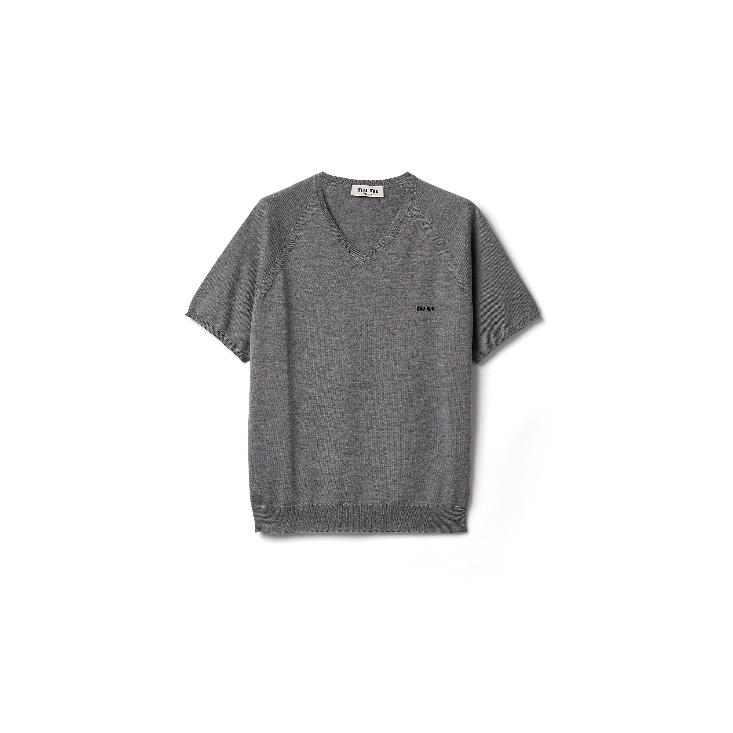 Wool V-neck Sweater, Woman, Gray/black, Size 38