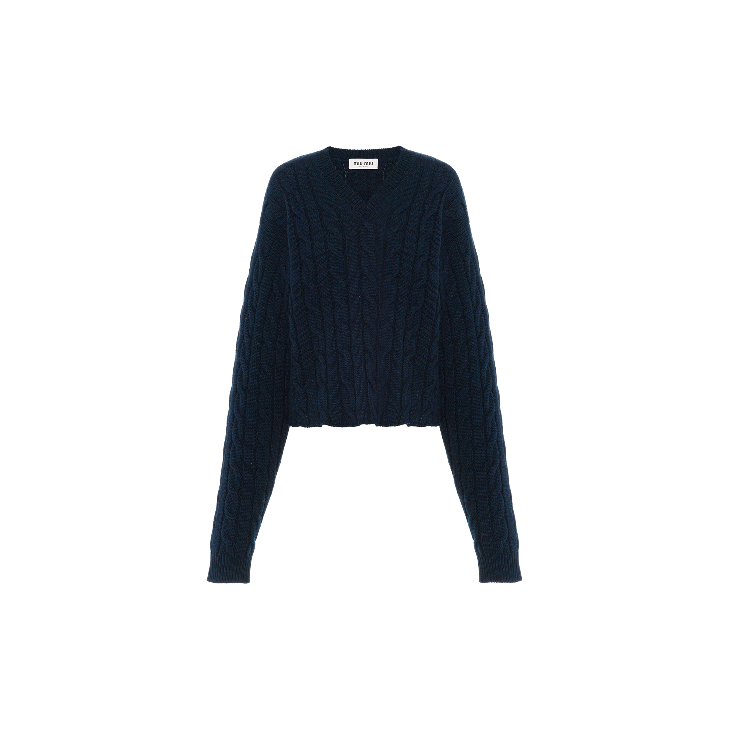 Shop Miu Miu Cashmere V-neck Sweater In Navy