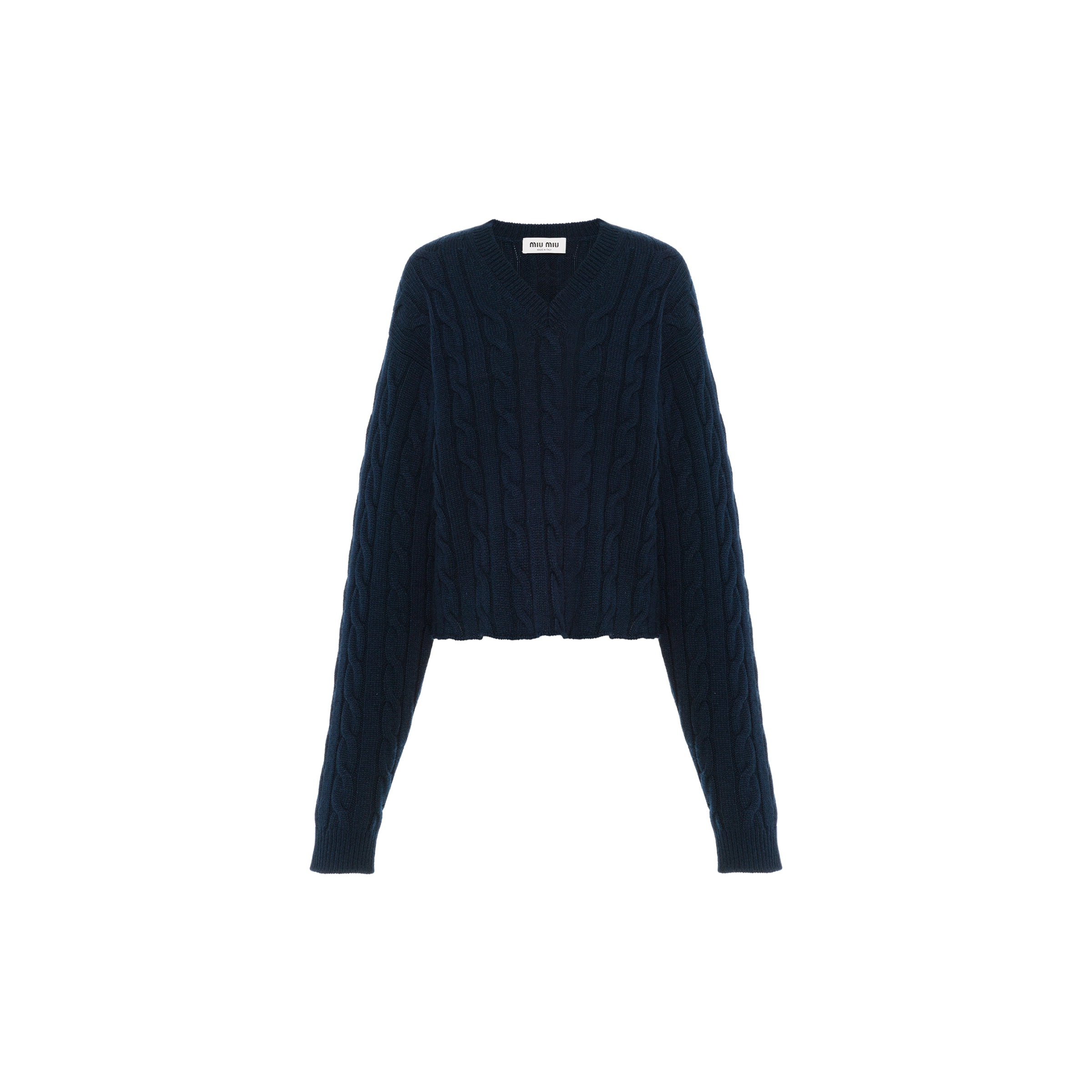 Miu Miu Pull À Col V En Cachemire, Femme, Bleu, Taille 38