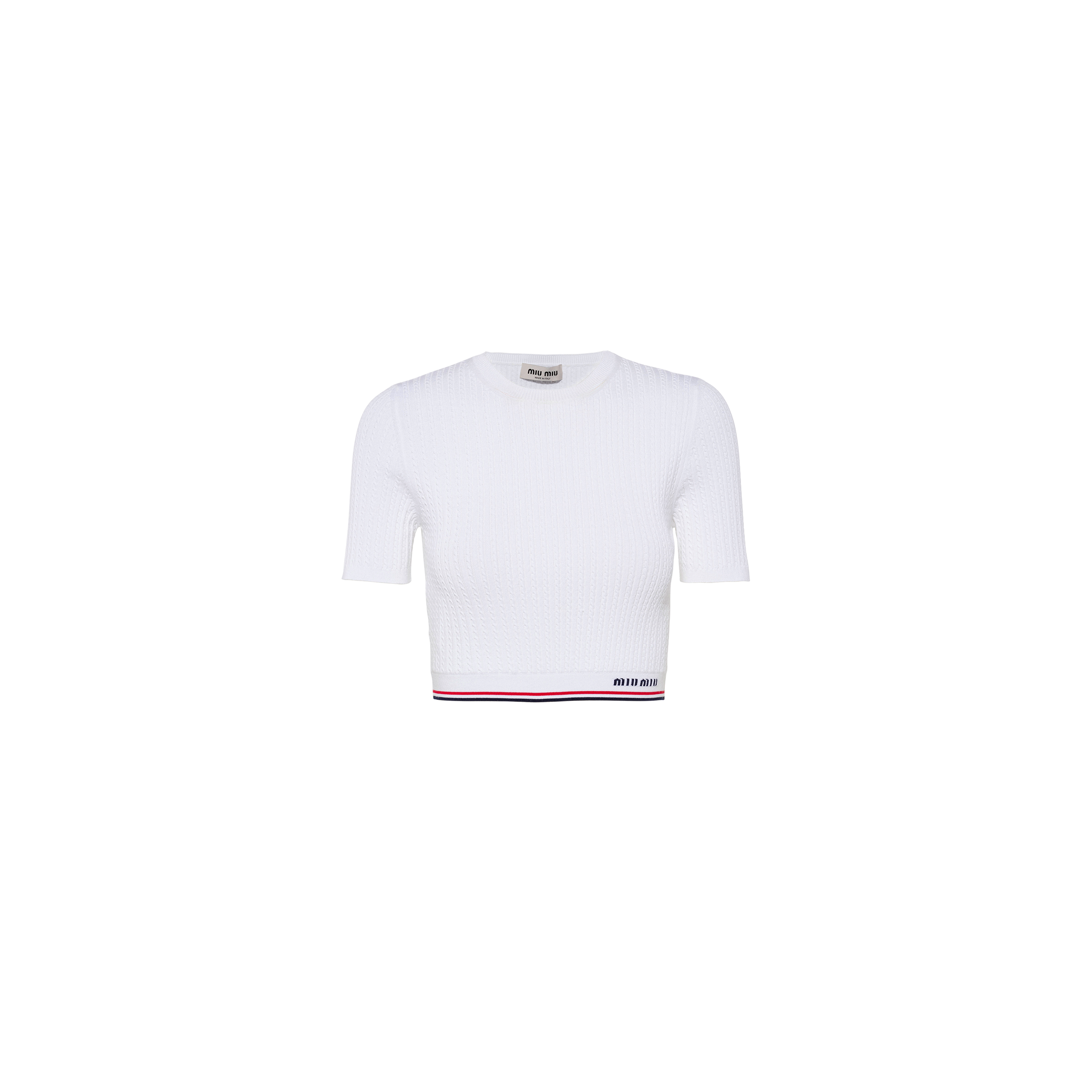 White Viscose Crew neck Sweater MIU MIU
