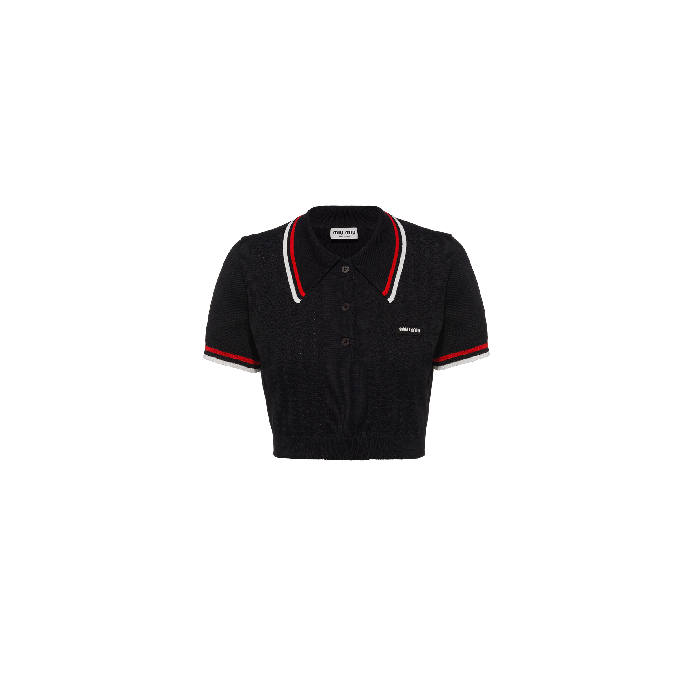 Silk cotton knit polo shirt