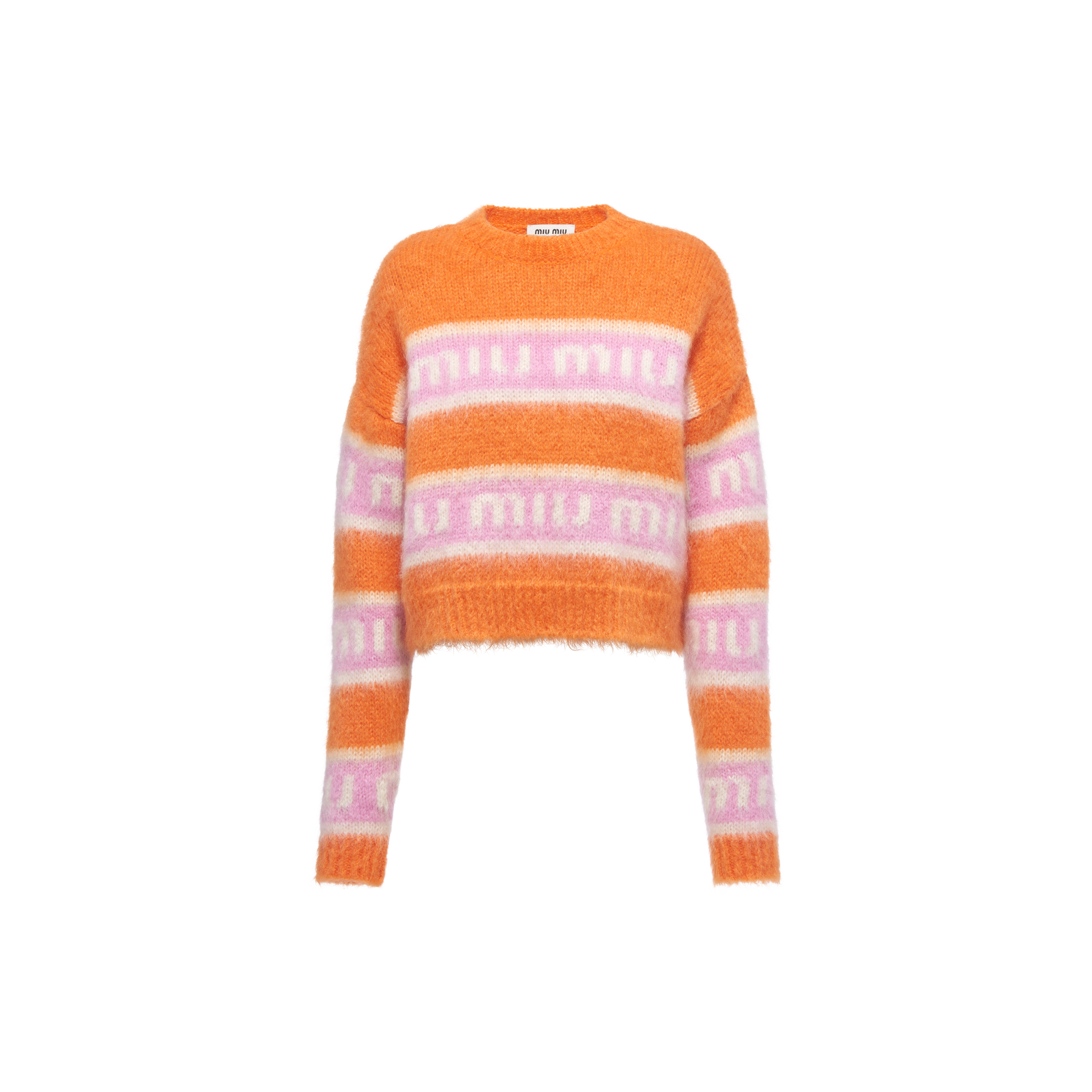 Miu Miu Crew-neck Mohair Sweater In Orange | ModeSens