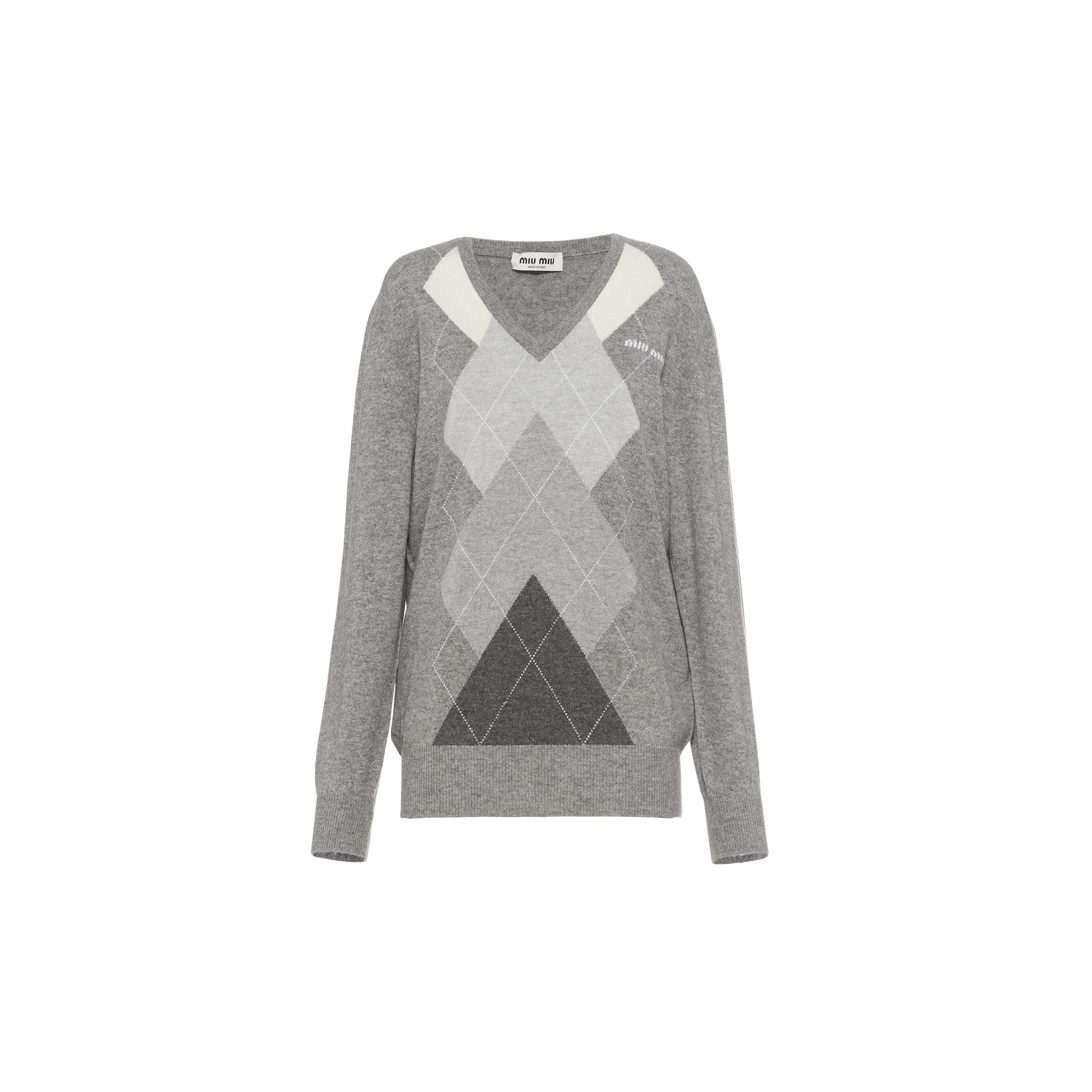 Cashmere intarsia sweater Steel gray 