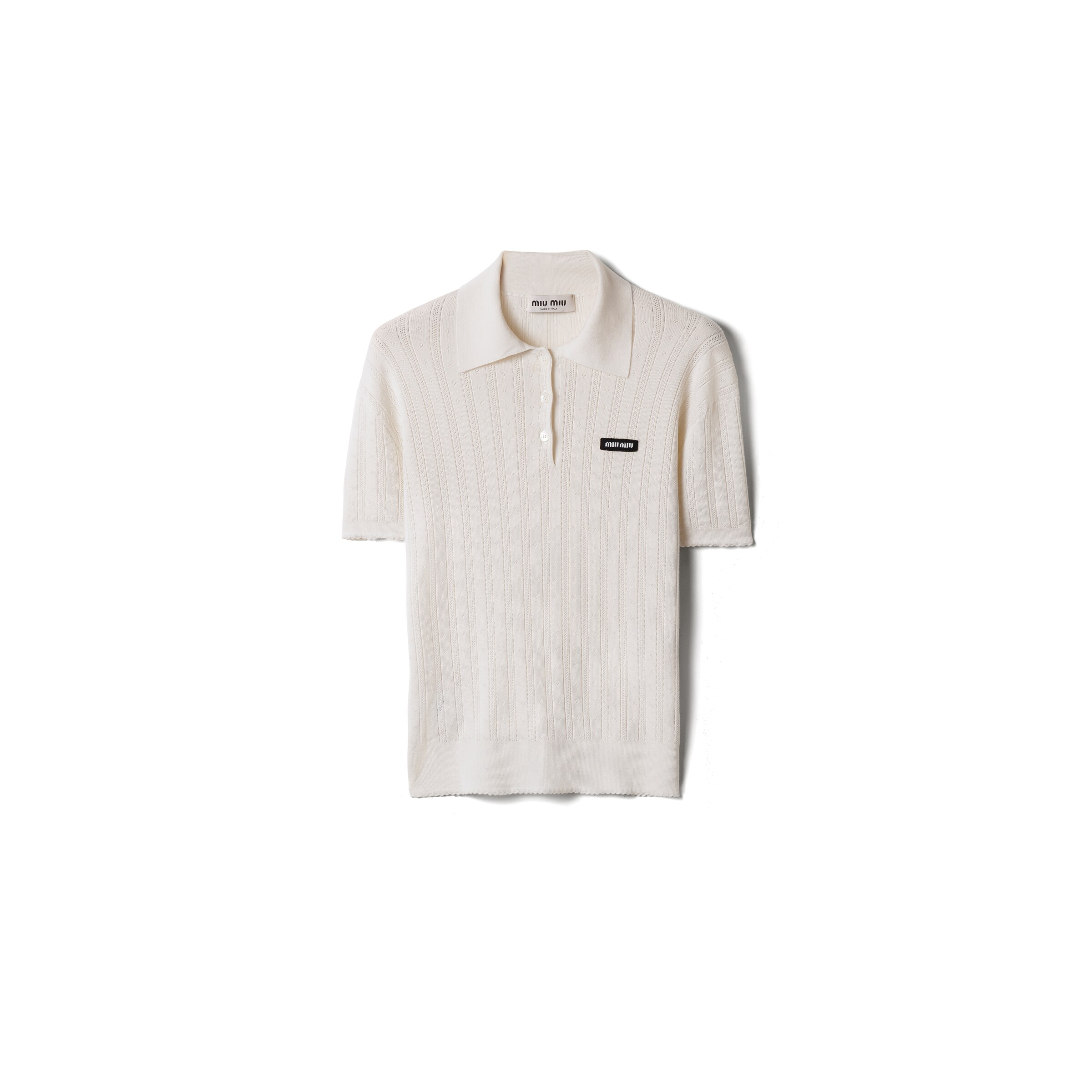 Miu Miu Pull Polo En Cachemire Et Soie, Femme, Blanc, Taille 40