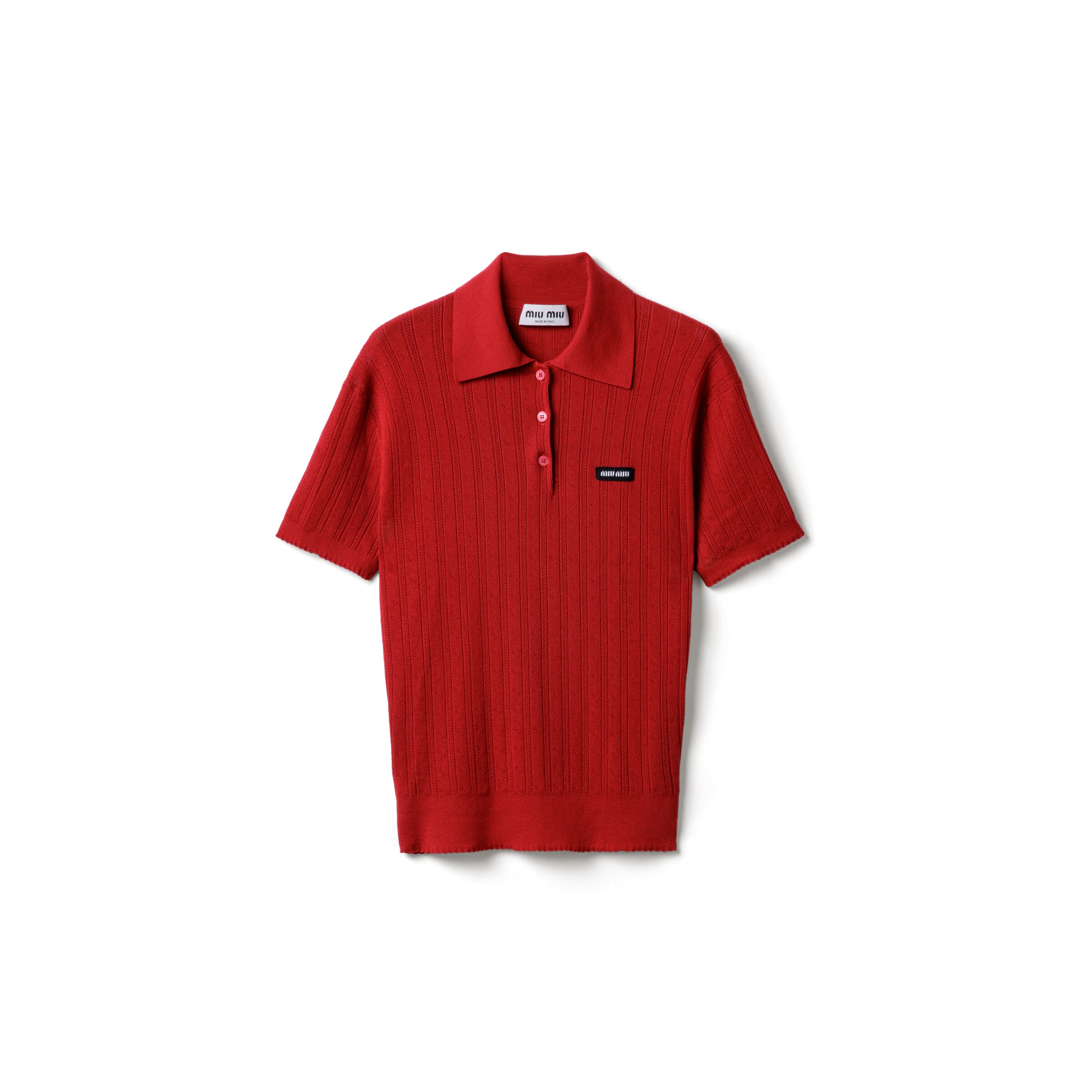 Miu Miu Pull Polo En Cachemire Et Soie, Femme, Rouge, Taille 38