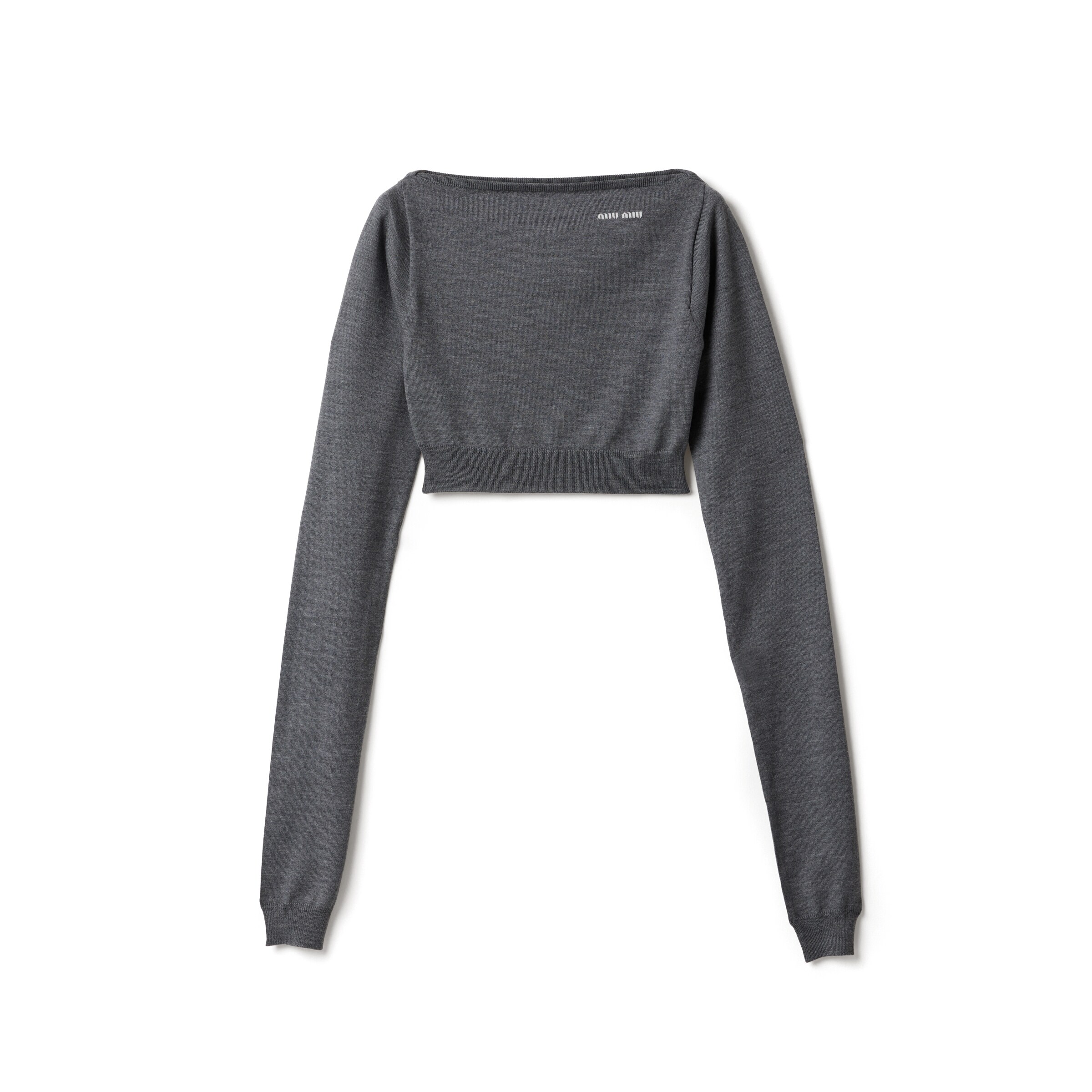 Miu Miu Pull À Col Bateau En Laine, Femme, Gris Ardoise, Taille 36