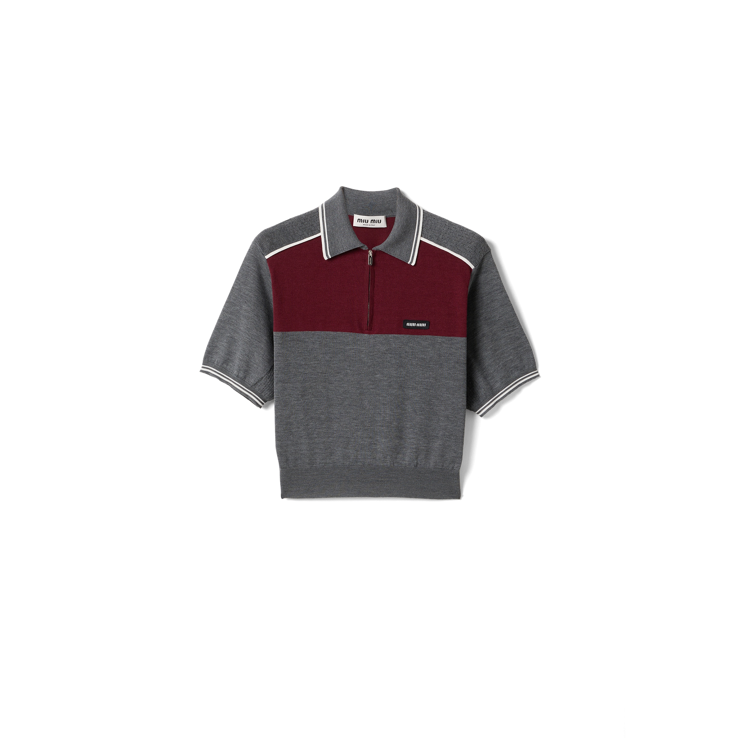 Miu Miu Polo En Coton Et Soie, Femme, Ardoise/amarante, Taille 40