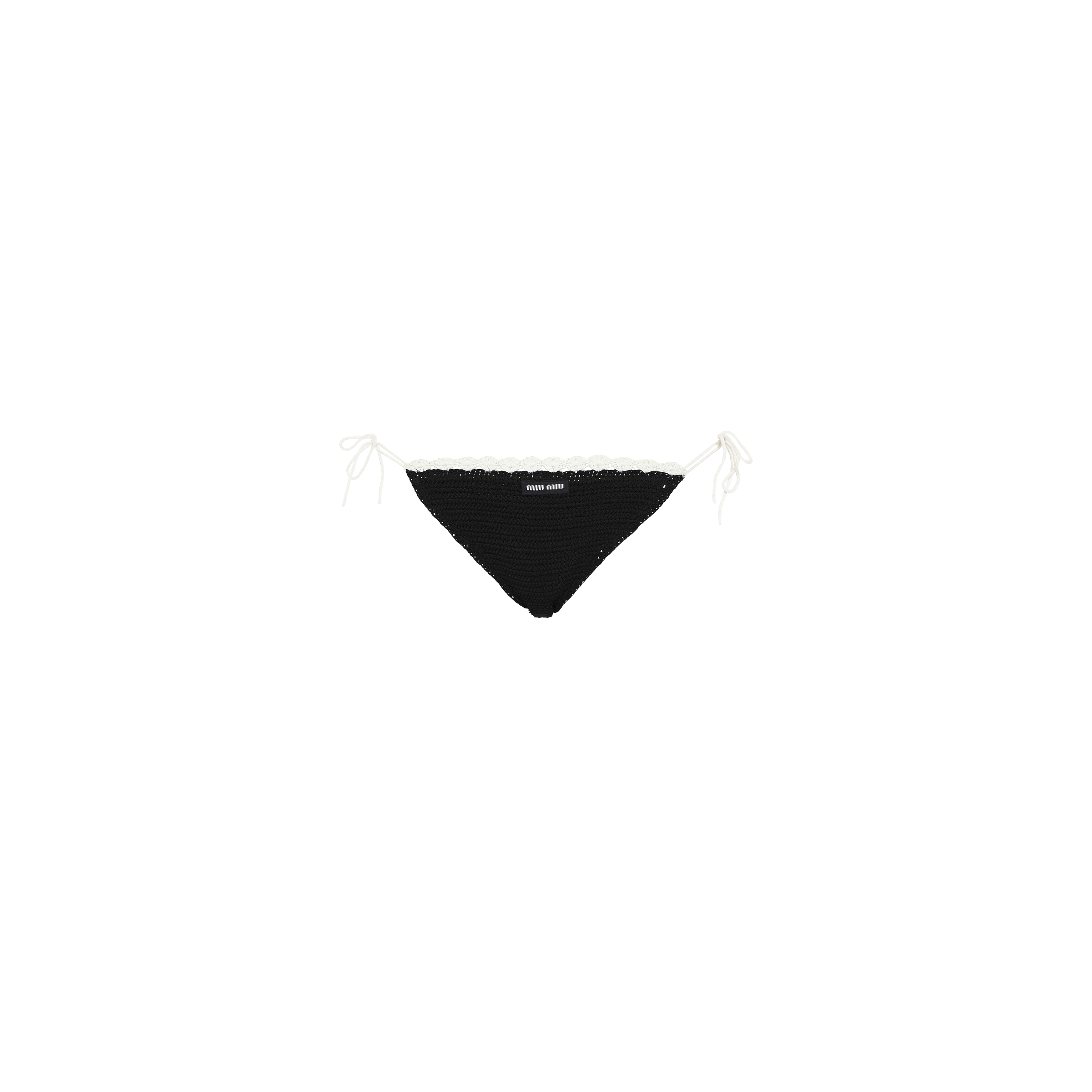 Miu Miu Cotton Bikini Panties With Logo In Black