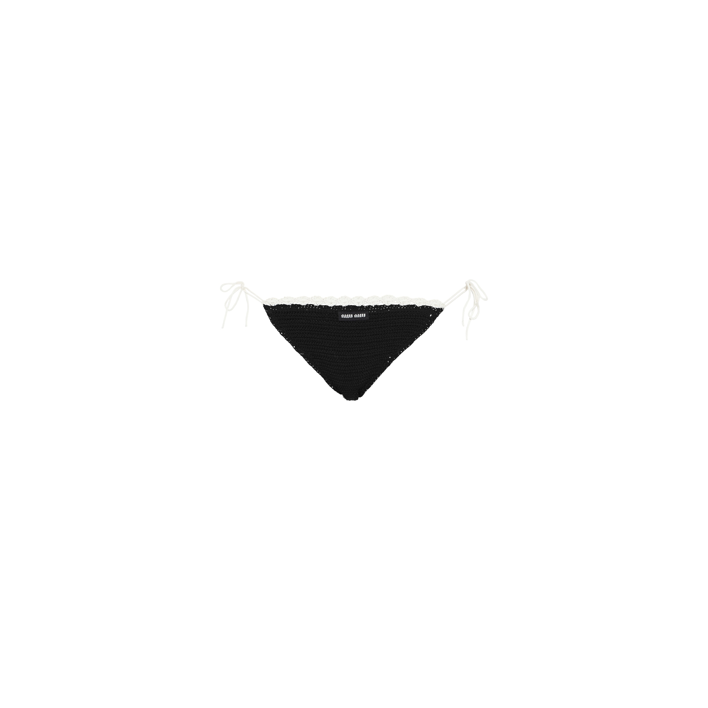Miu Miu Bas De Bikini En Coton Avec Logo, Femme, Noir, Taille 40