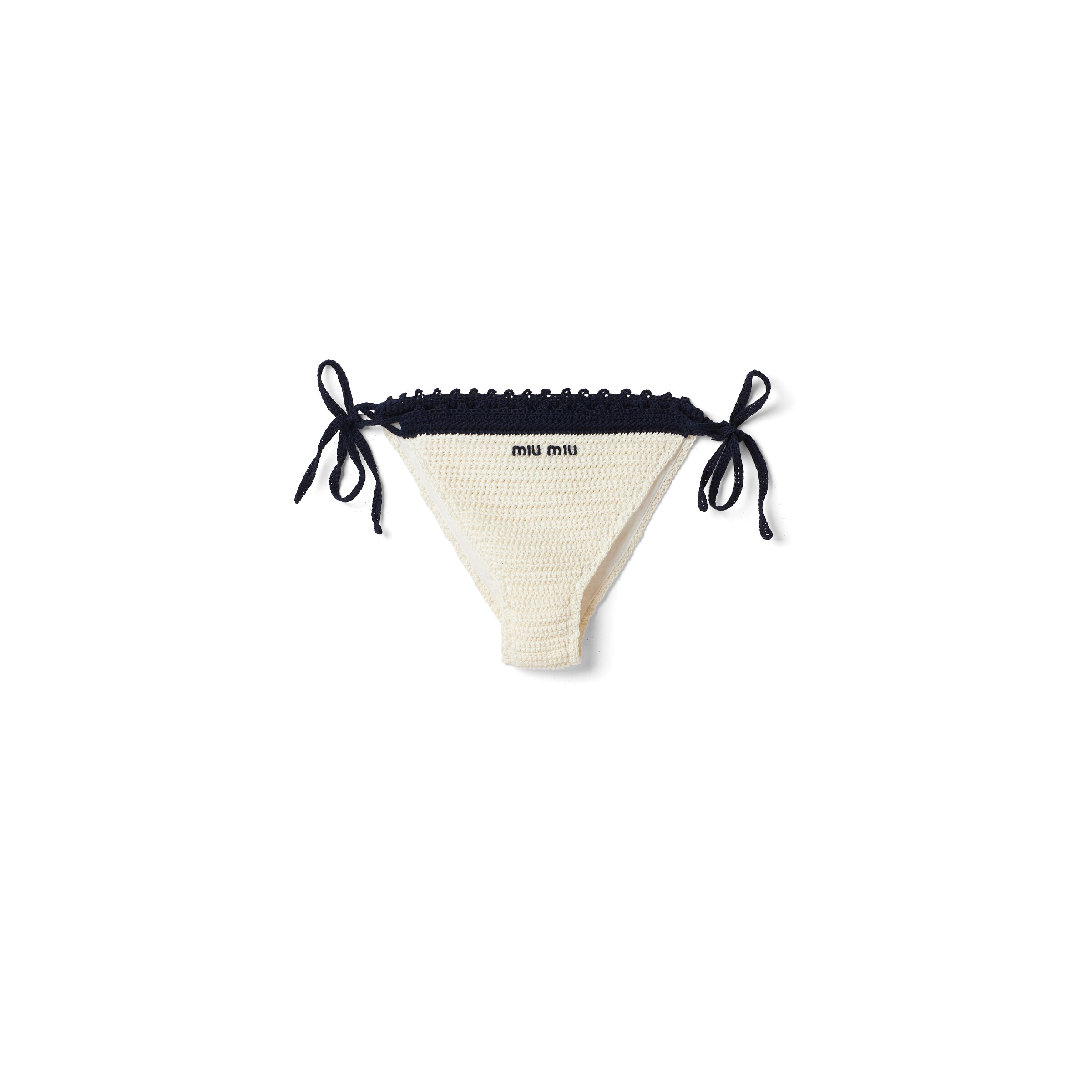 Miu Miu Culotte En Coton, Femme, Blanc/bleu, Taille 44