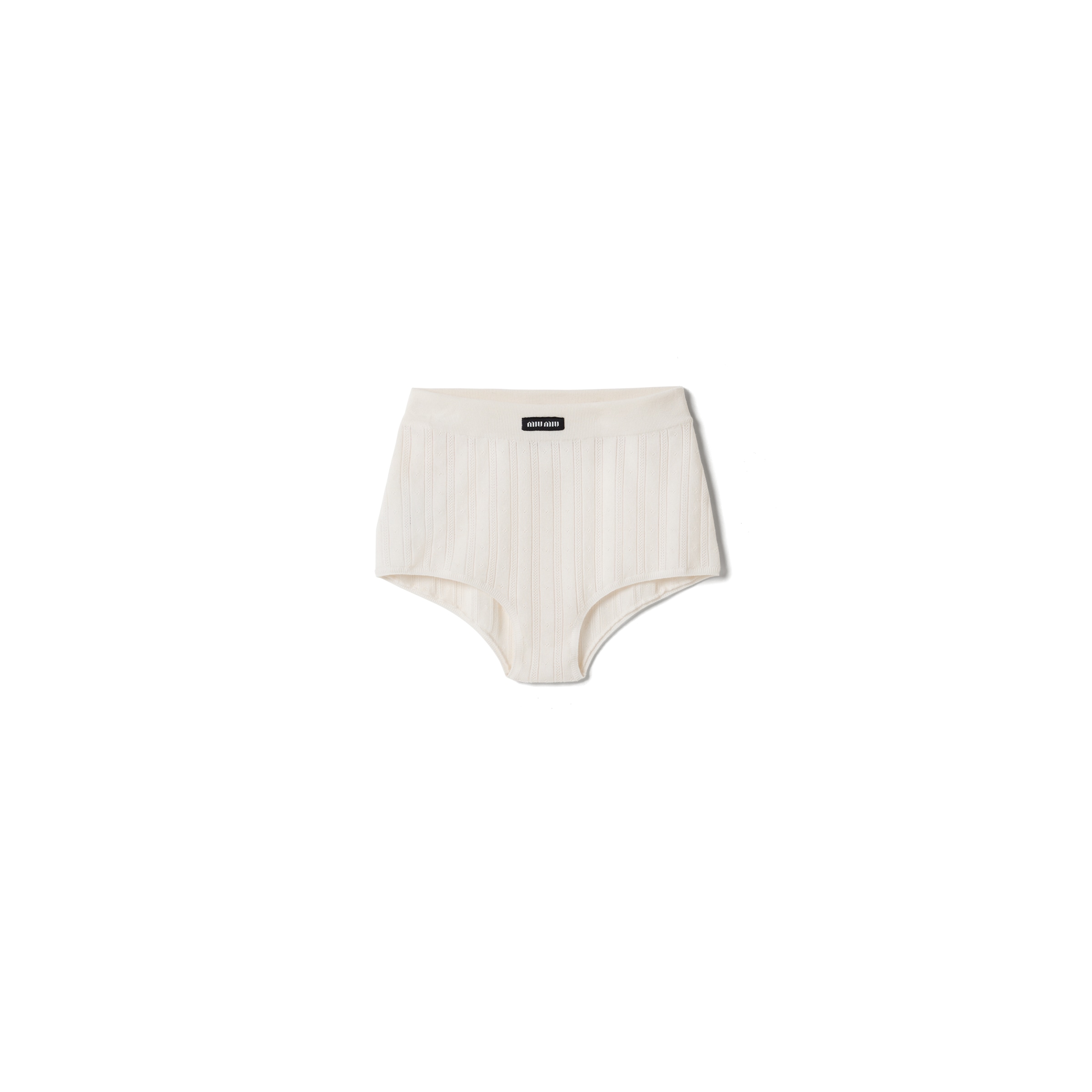 Miu Miu Short En Cachemire Et Soie, Femme, Blanc, Taille 36