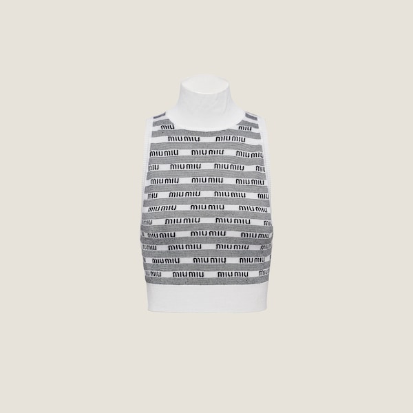 Miumiu 2026 Crew Neck Sheer Knit Short-sleeved Top Wool 352770
