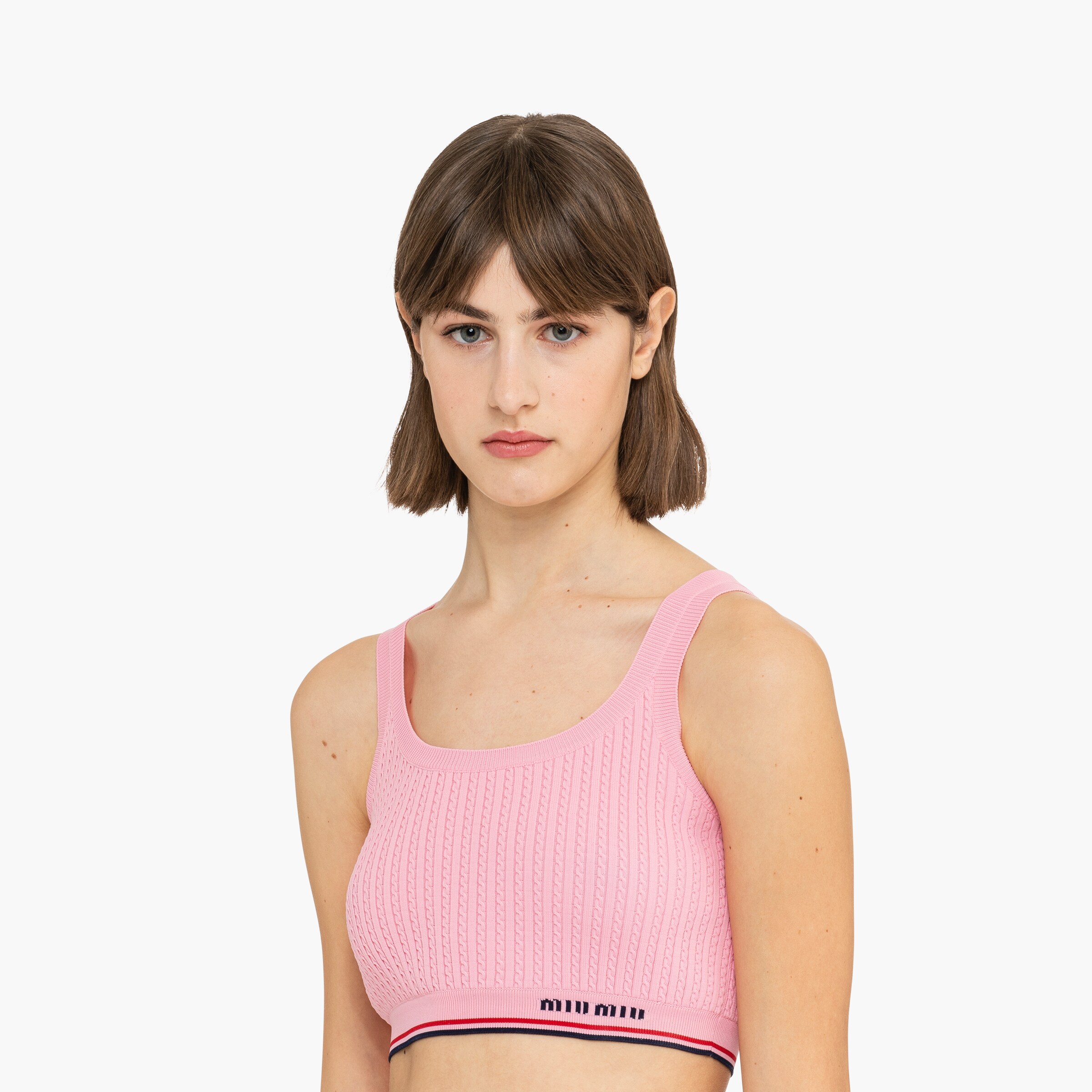 Pink Sleeveless Viscose Top Miu Miu