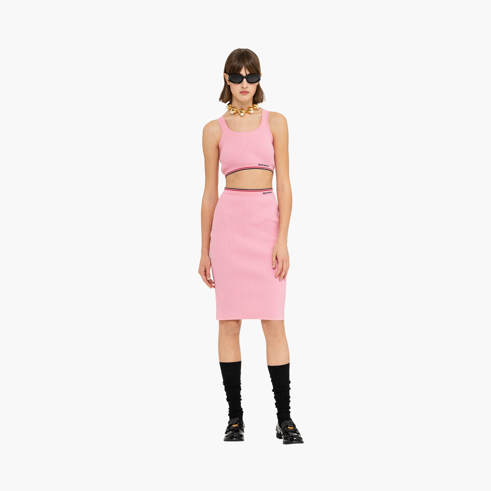 Pink Sleeveless Viscose Top Miu Miu