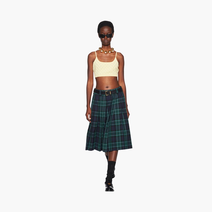 Miumiu 2026 Cherry-embroidered Knitted Sleeveless Crop Top Tencel Nylon