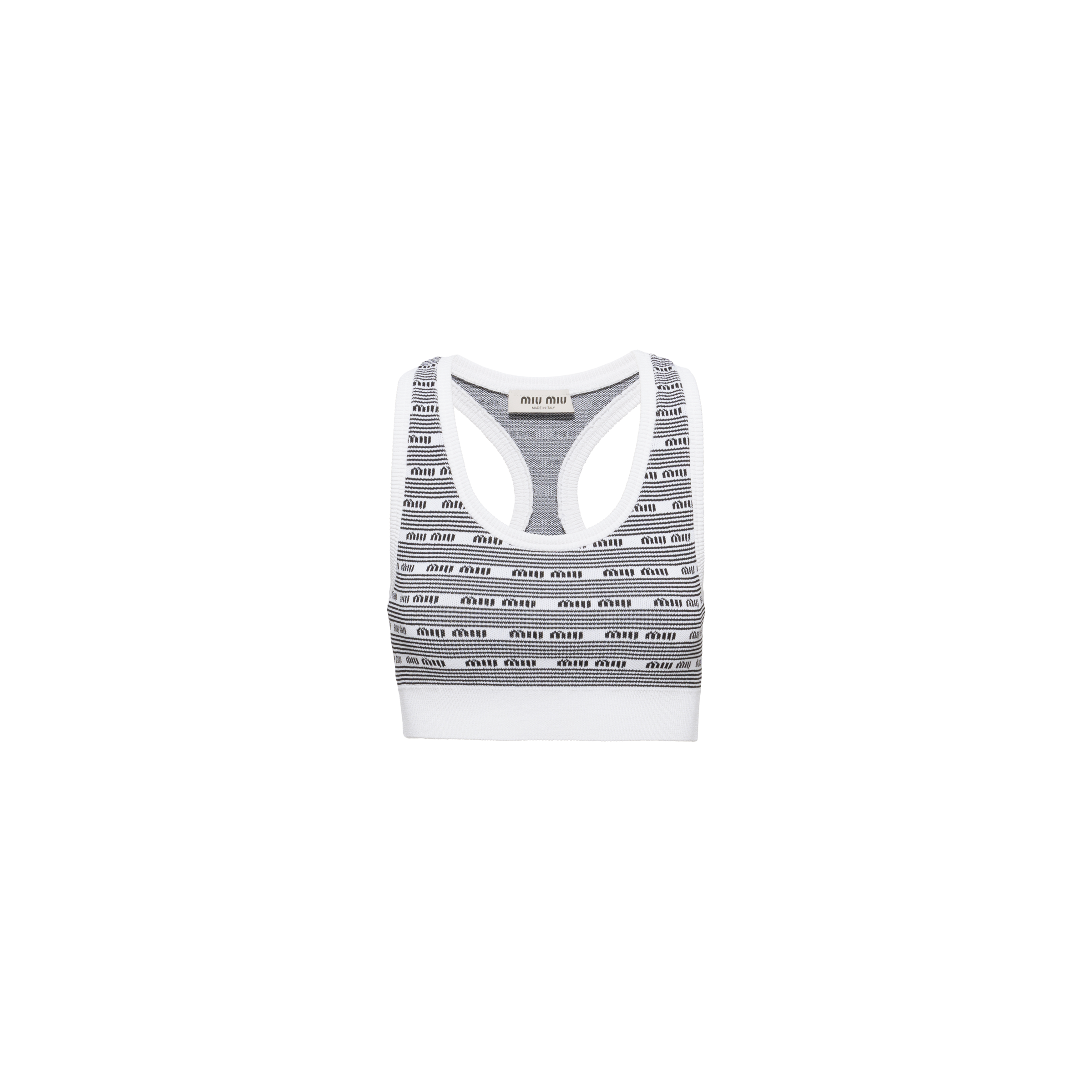 Miu Miu Sleeveless Top In F0964 Bianco Nero